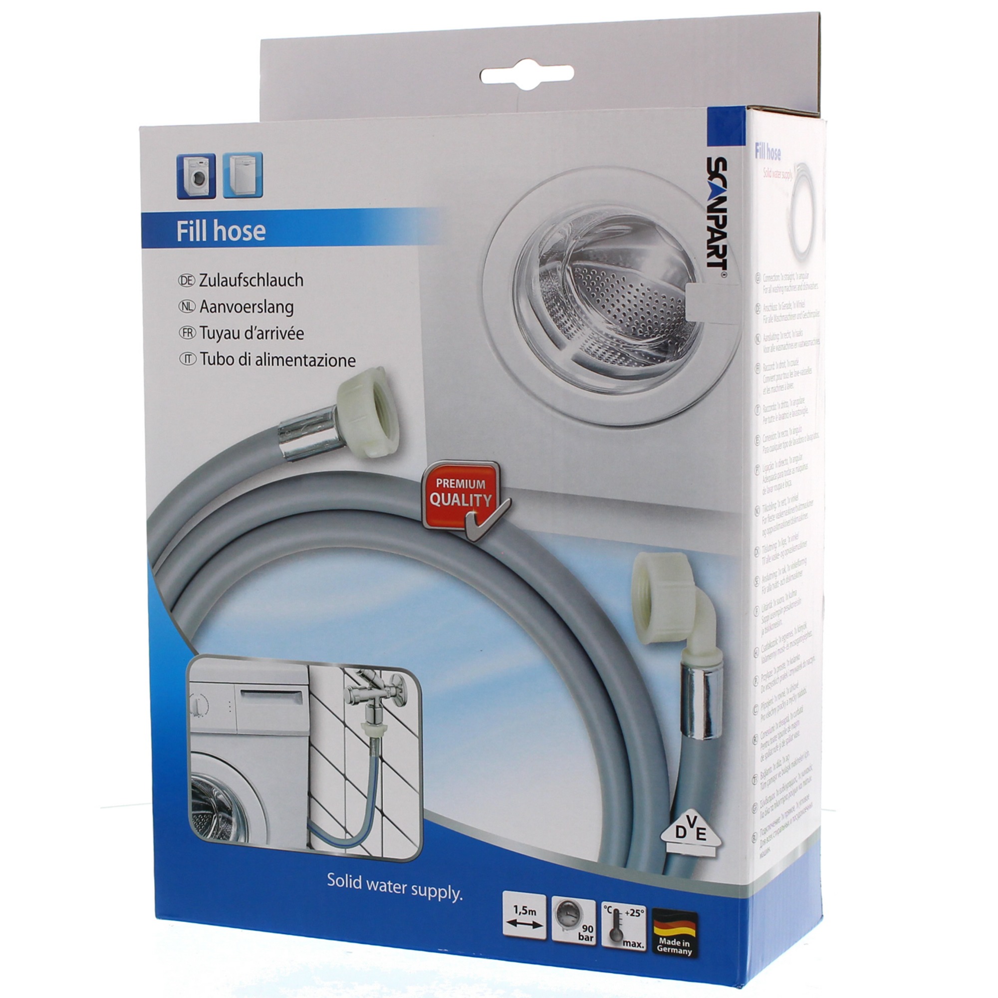 Scanpart aanvoerslang 90 bar 1x haaks 1,5m Wasmachine accessoire