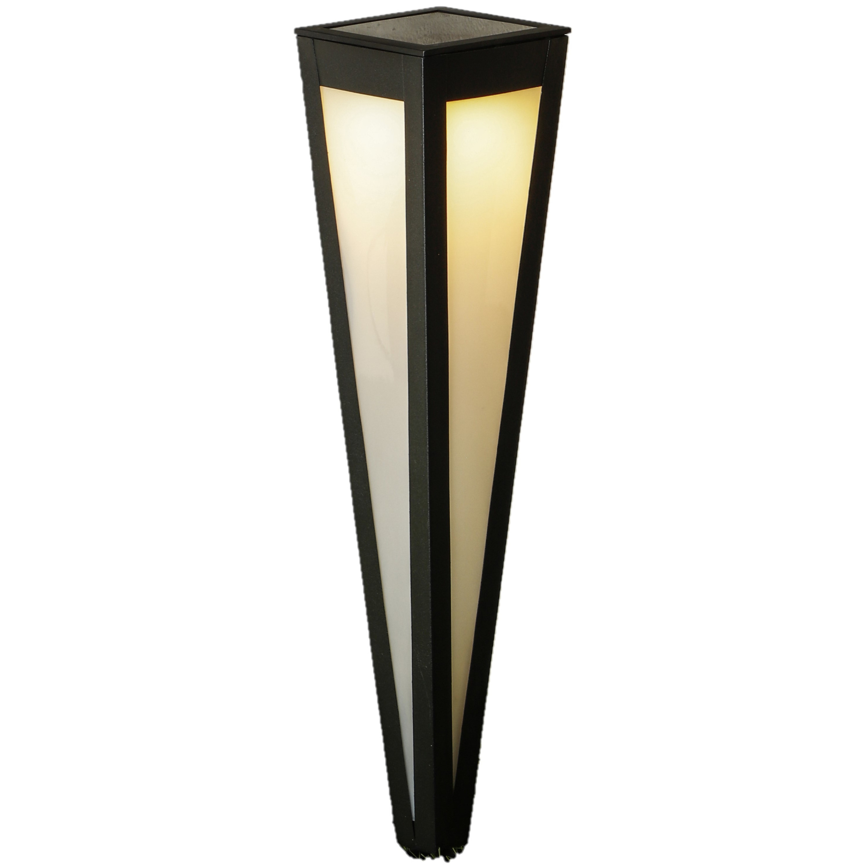Solar tuinlamp/prikspot pilaar zwart op zonne-energie 58 cm -