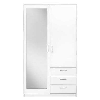 Kledingkast Varia 2-deurs met spiegel - wit - 175x97x50 cm - Leen Bakker