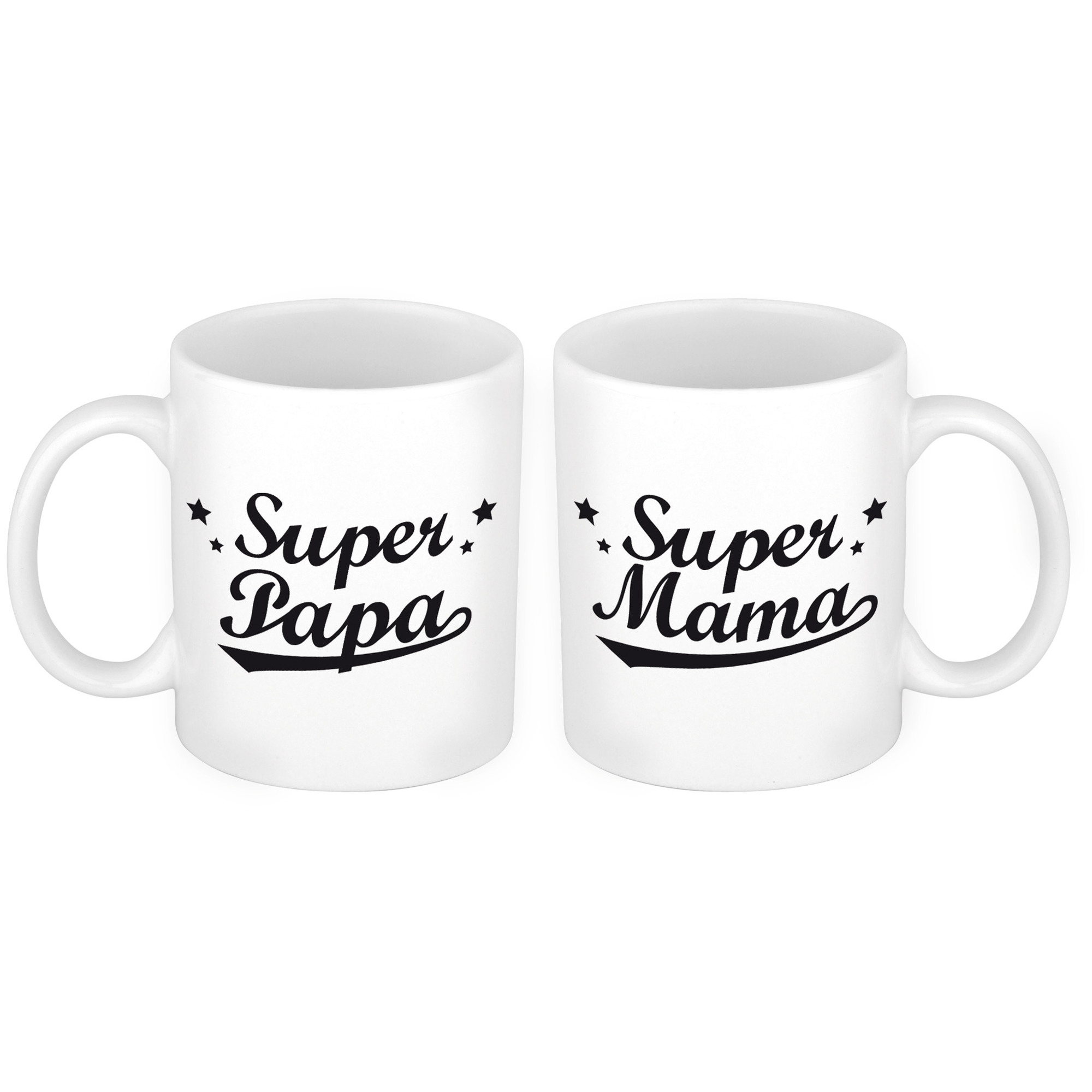 Super papa en mama mok - Cadeau beker set voor Papa en Mama -