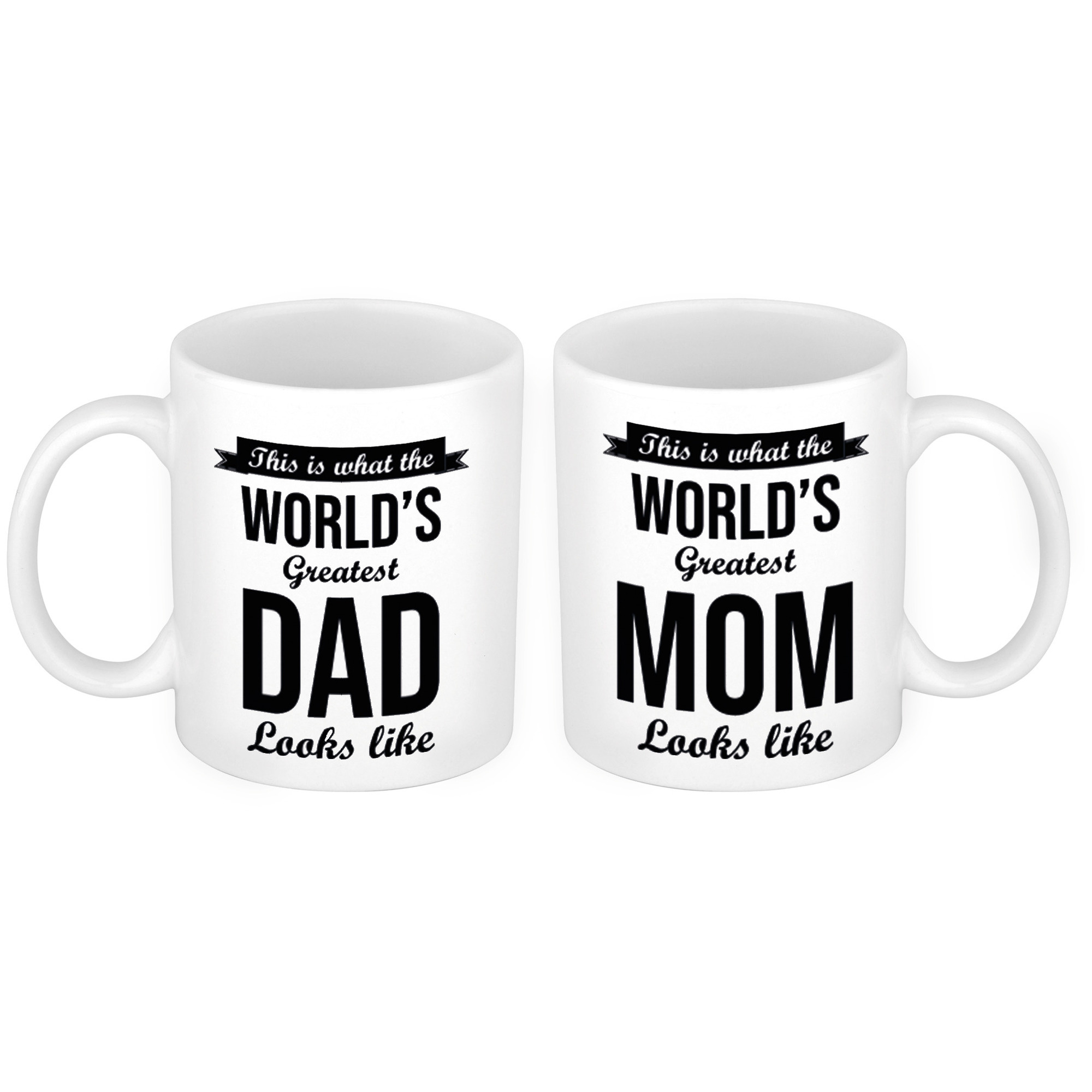 The Greatest Mom en Dad mok - Cadeau beker set voor Papa en Mama -