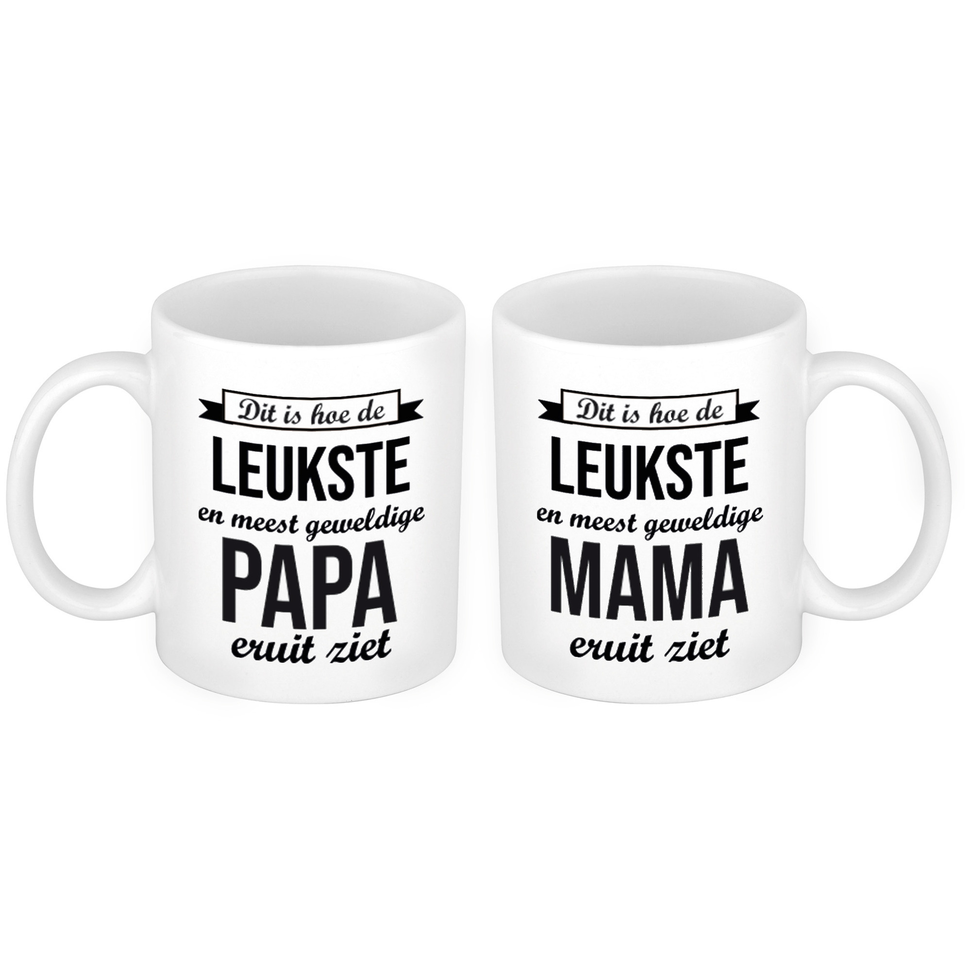 Leukste en meest geweldige papa en mama mok - Cadeau beker set voor Papa en Mama -