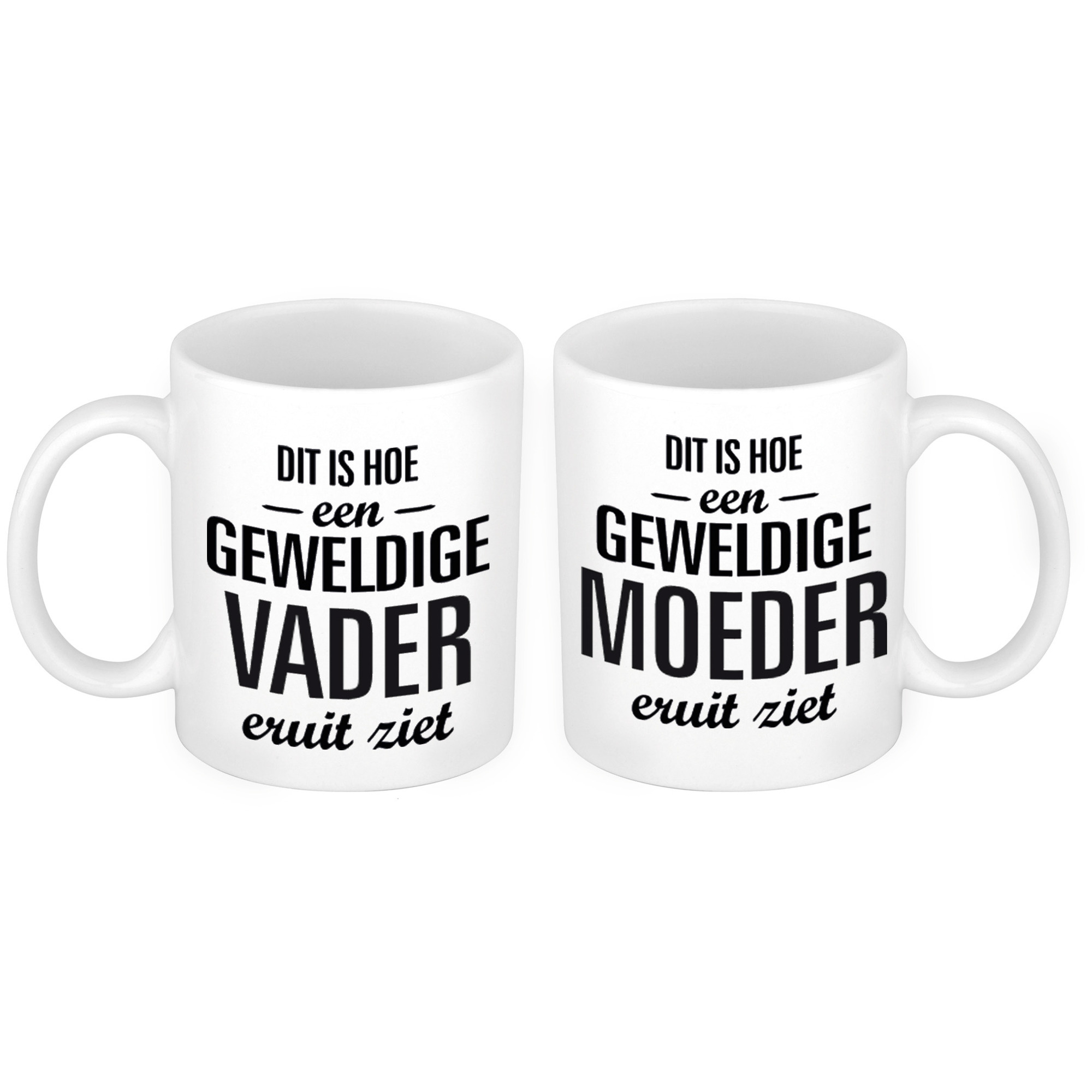 Dit is hoe een geweldige vader en moeder eruit ziet mok - Cadeau beker set voor Papa en Mama -
