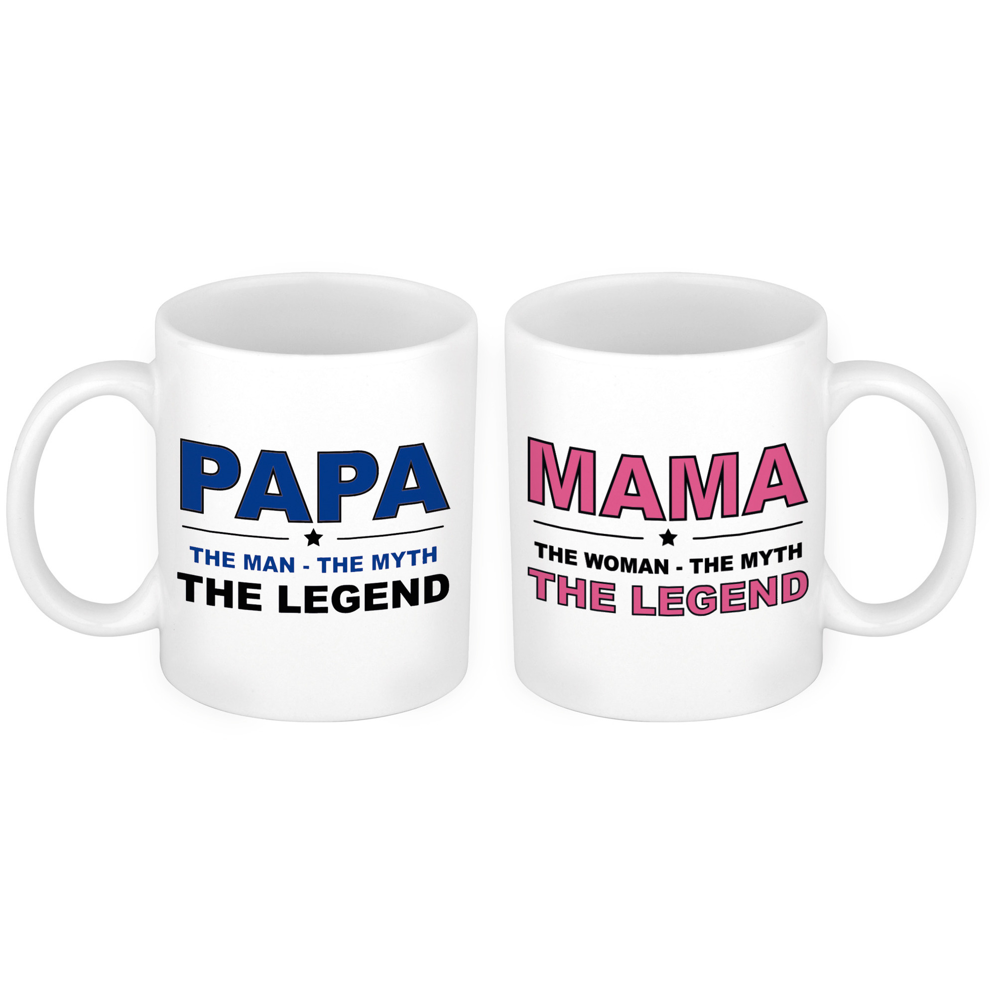 Papa en mama the legend mok - Cadeau beker set voor Papa en Mama -
