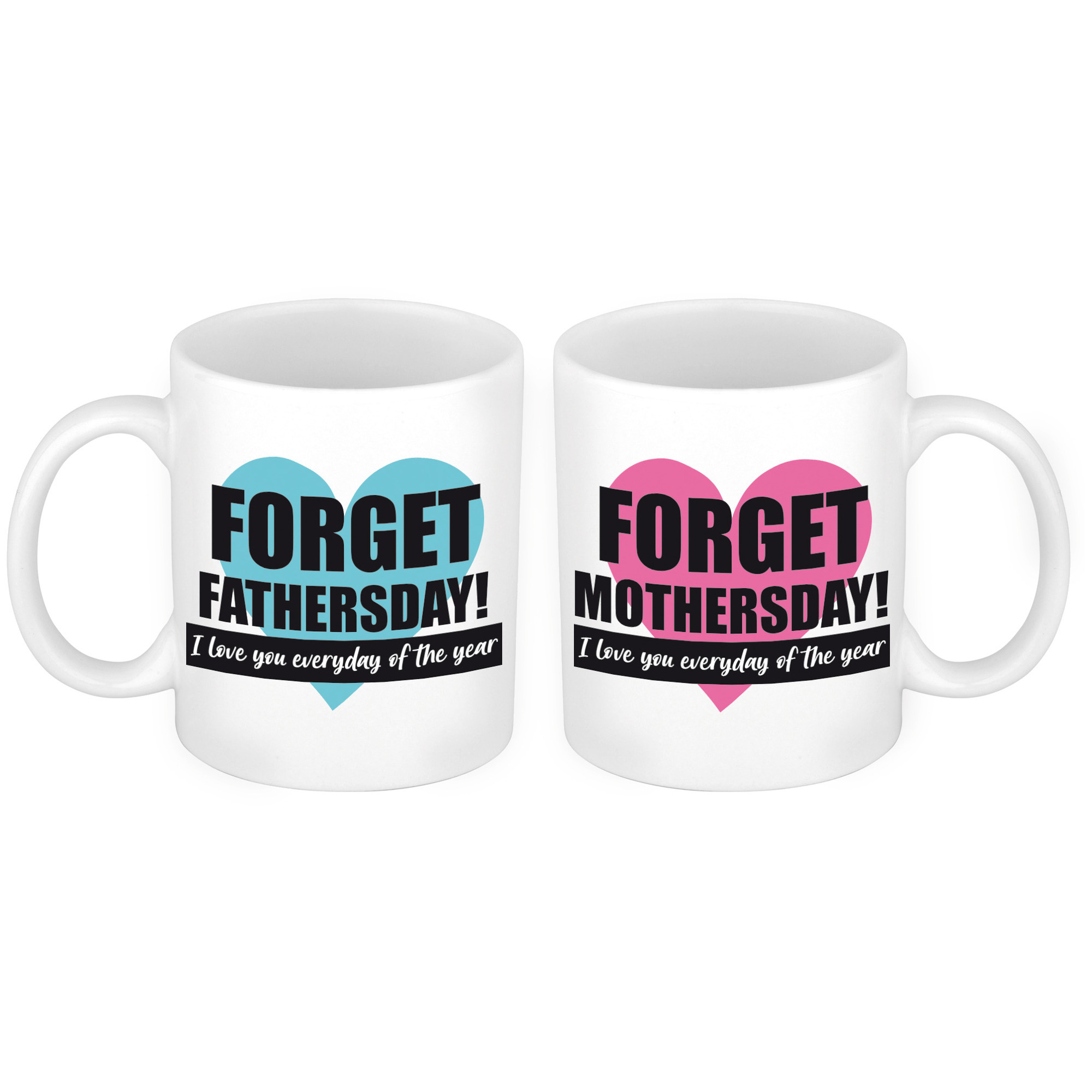 Forget Mothers en Fathersday mok - Cadeau beker set voor Papa en Mama -