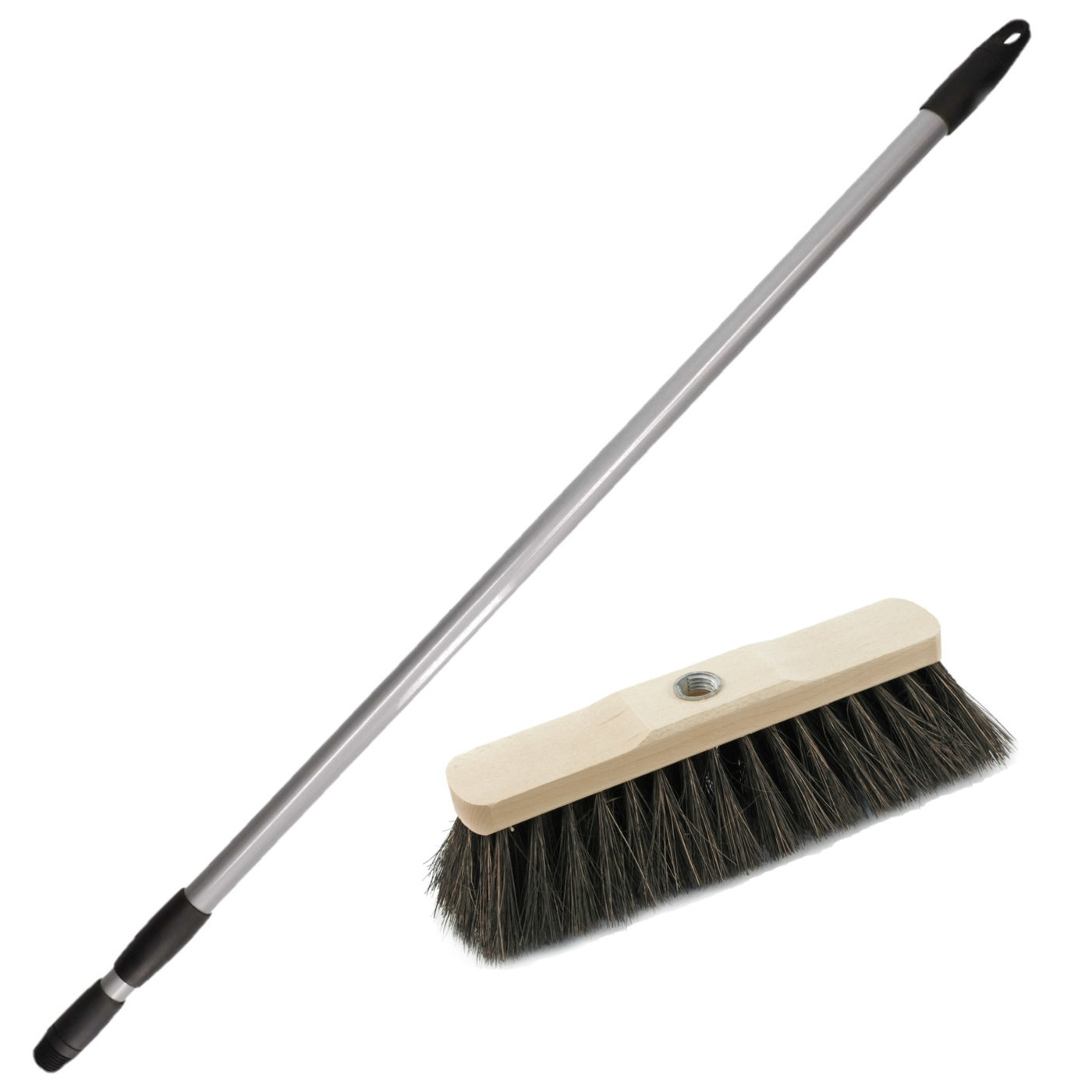 Buiten bezem Arenga inclusief metalen telescoopsteel grijs 130 cm -