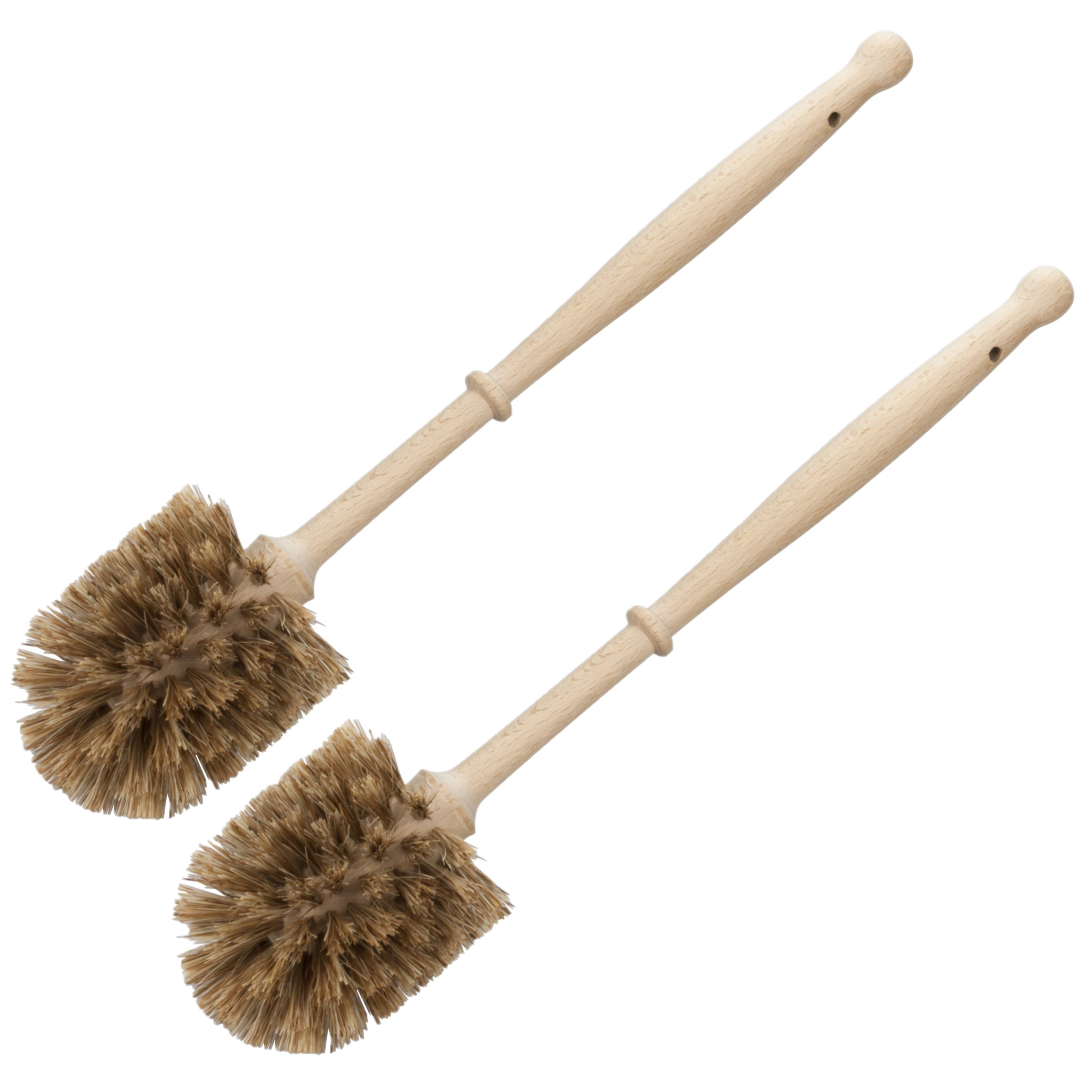 Buemag houten wc/toiletborstel - 2x stuks - 36 cm - Toilet accessoires Nature -