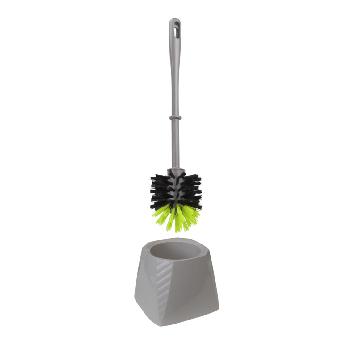 Kunststof wc-borstel/toiletborstel met houder grijs/groen 37.5 cm -