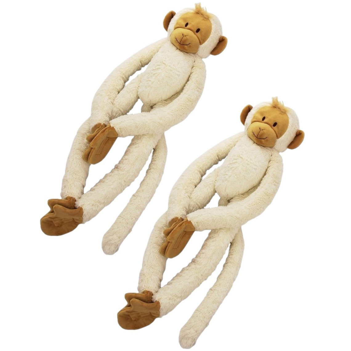 2x stuks happy Horse pluche knuffel witte slinger aap 45 cm -