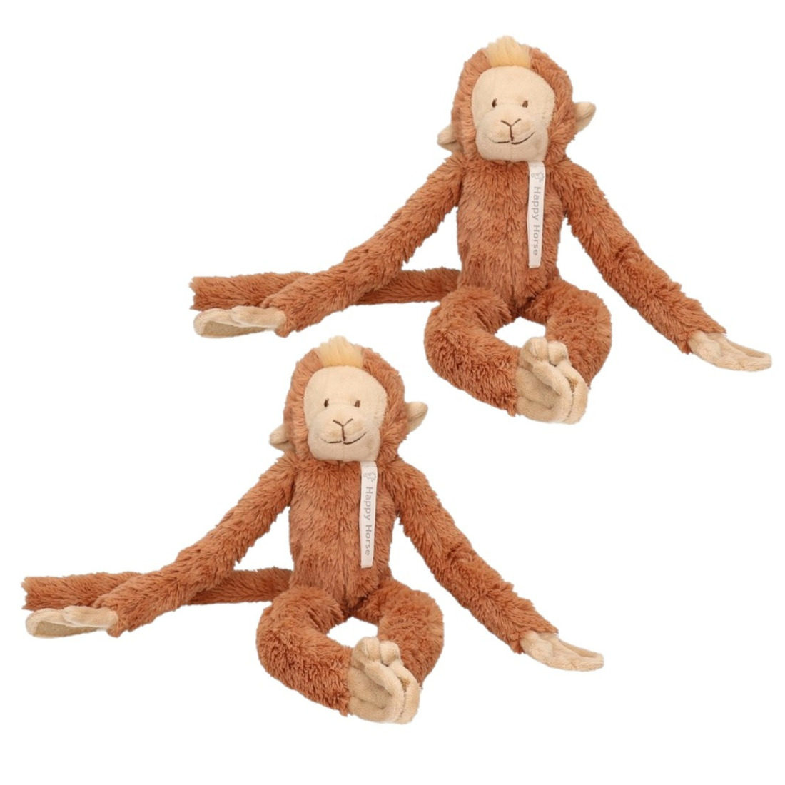 2x stuks happy Horse knuffel aapje bruin 45 cm -