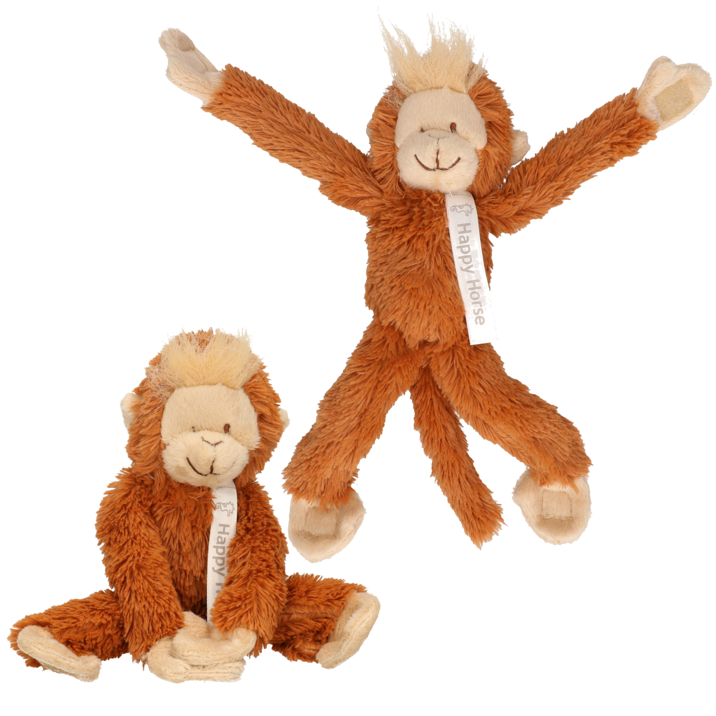 2x stuks happy Horse pluche aapje knuffel - 23 cm -