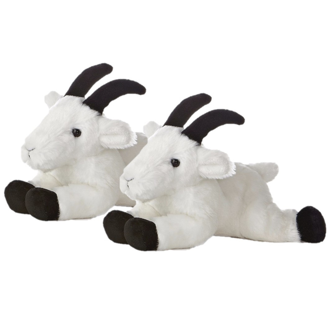 2x stuks pluche geiten knuffel 20 cm -
