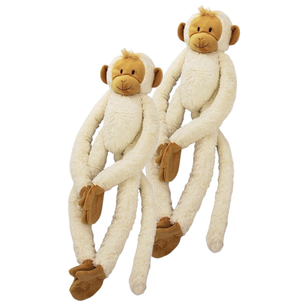 2x stuks happy Horse pluche witte slinger aap knuffel 23 cm -