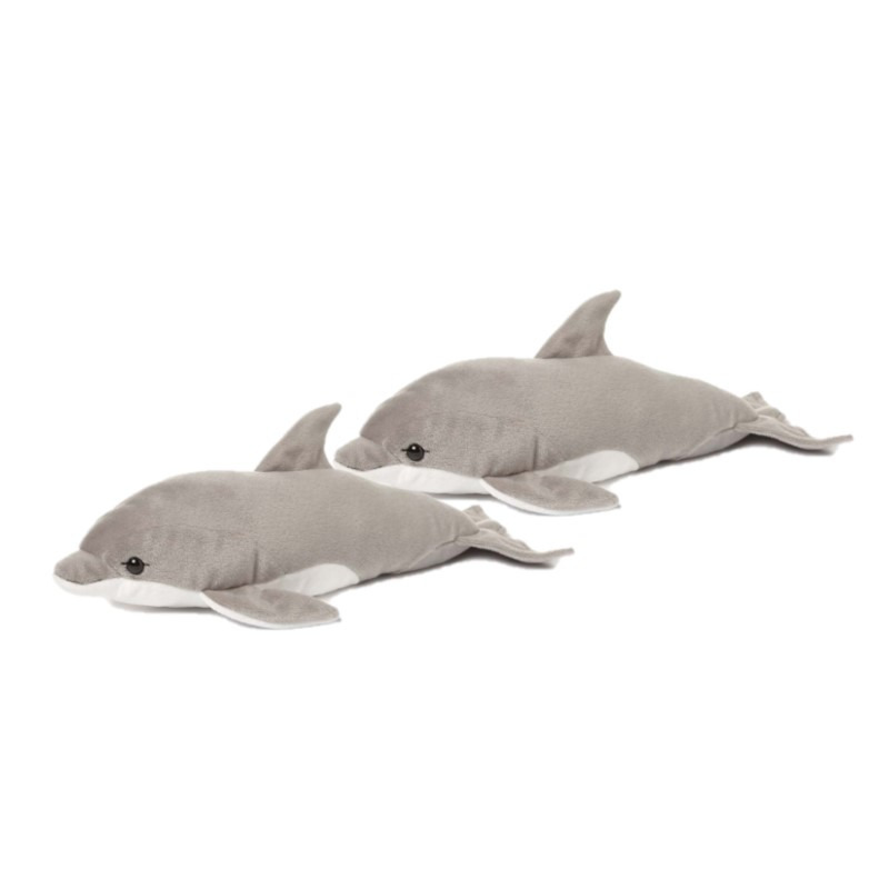 2x stuks wNF pluche dolfijn knuffel grijs 40 cm -