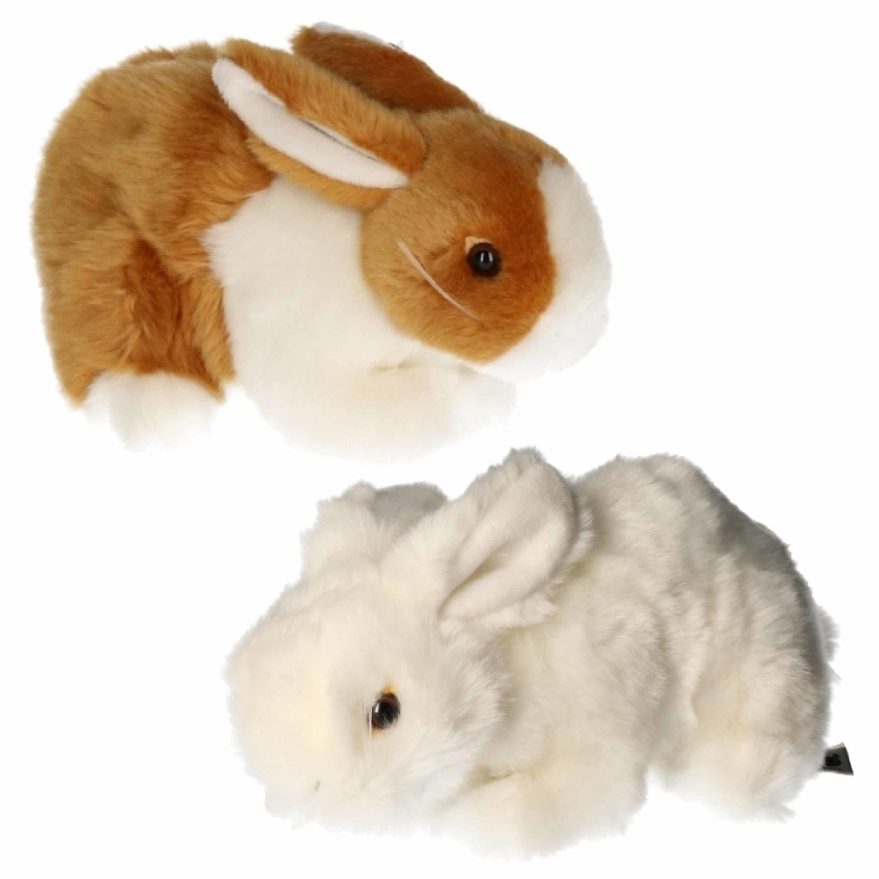 Setje van 2x stuks pluche knuffel konijnen van 20 cm -