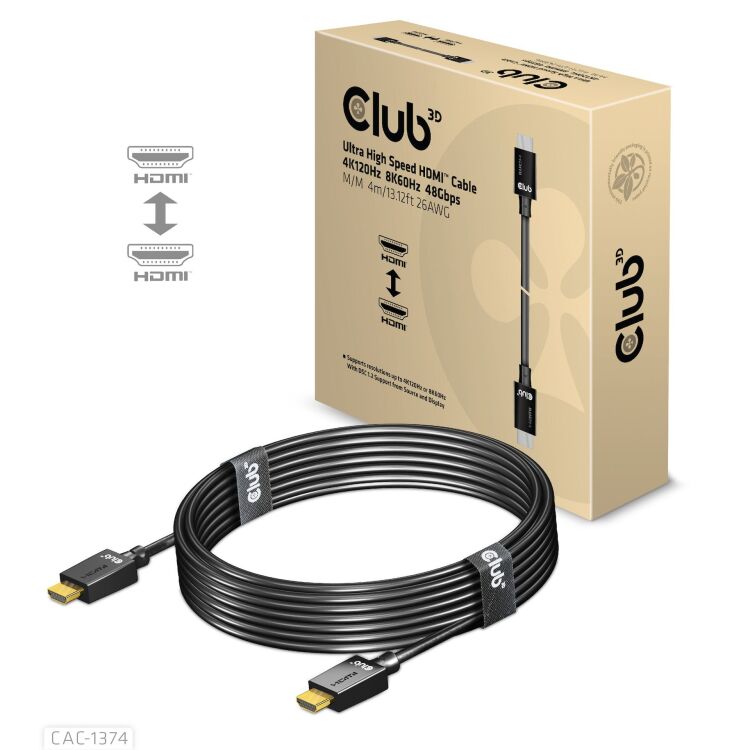 Club 3D Ultra High Speed HDMI 2.1 kabel 4 meter, 4K 120Hz, 8K 60Hz