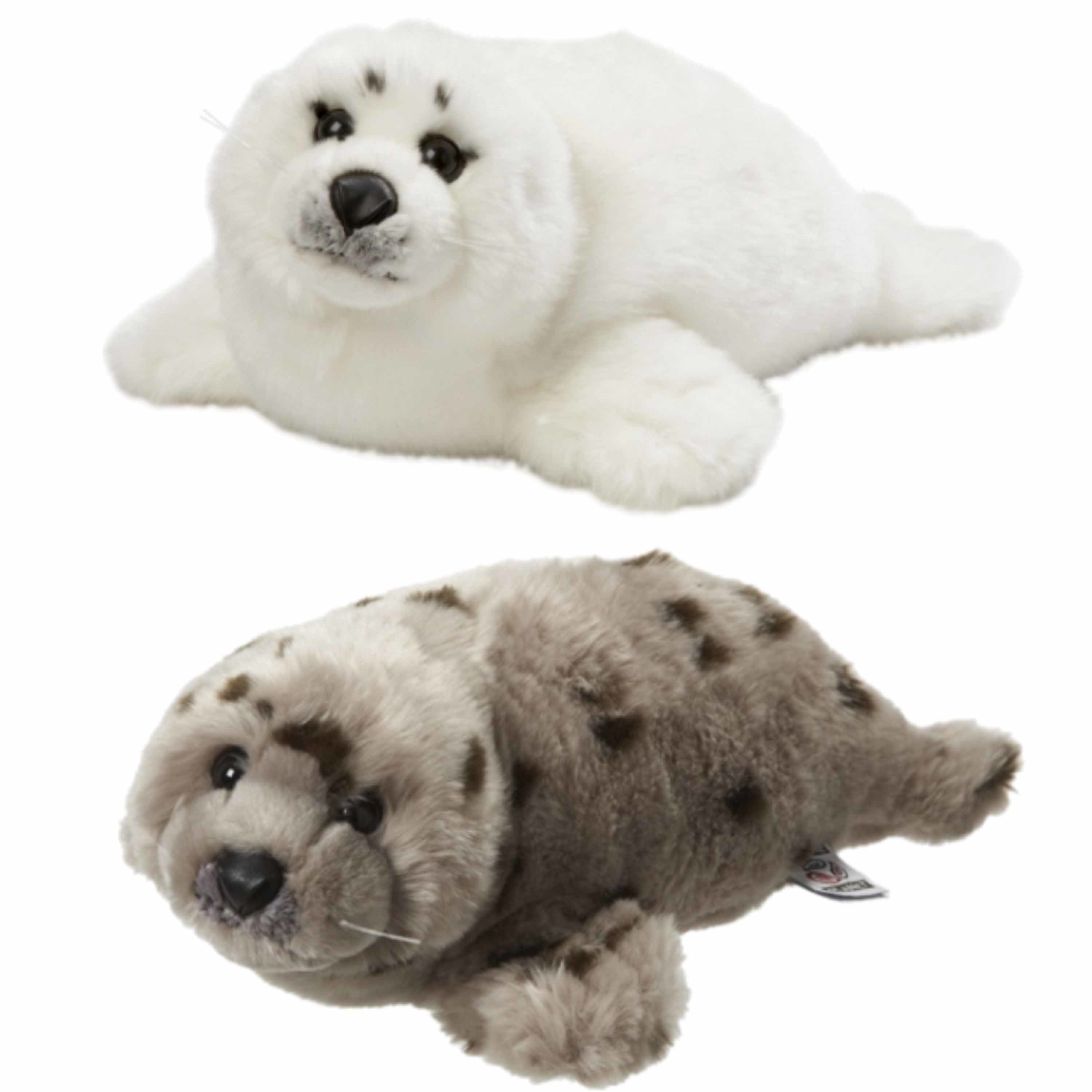 2x stuks Zeehonden knuffels van 40 cm wit en grijs -