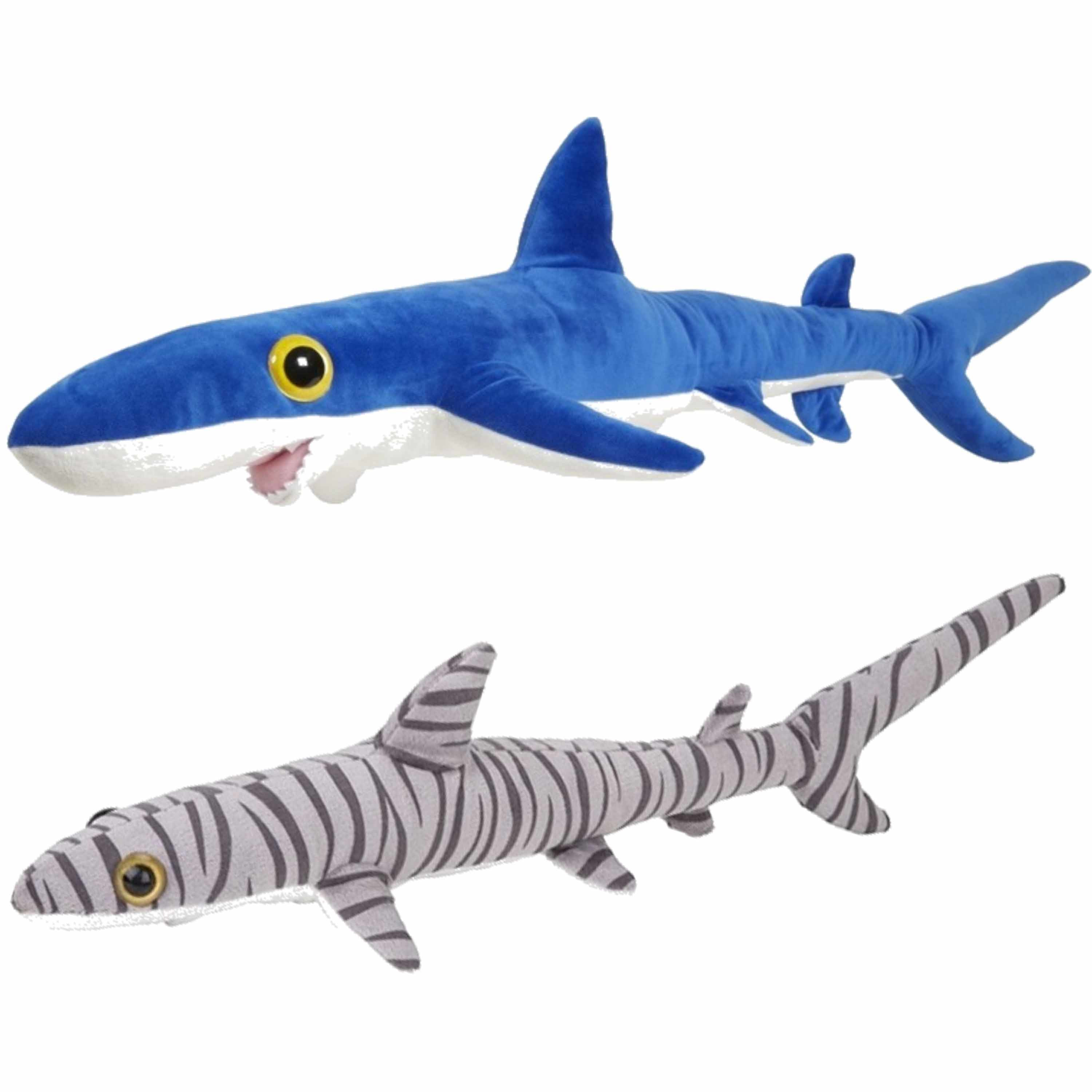 Set van 2x pluche haaien knuffels van 60 cm -