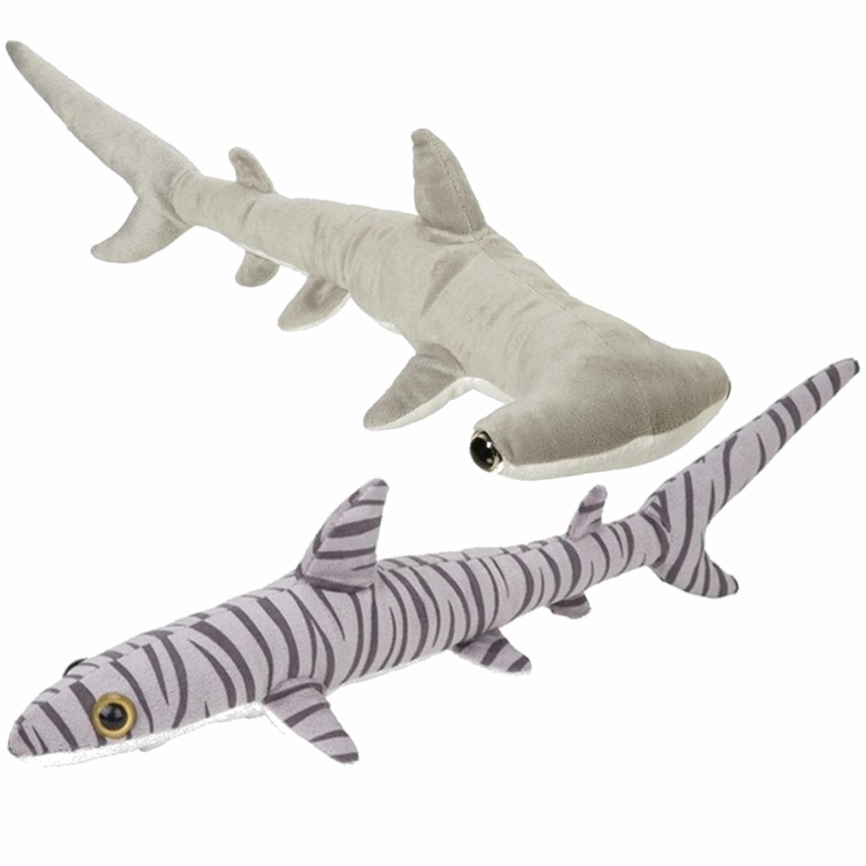Set van 2x pluche haaien knuffels van 60 cm -
