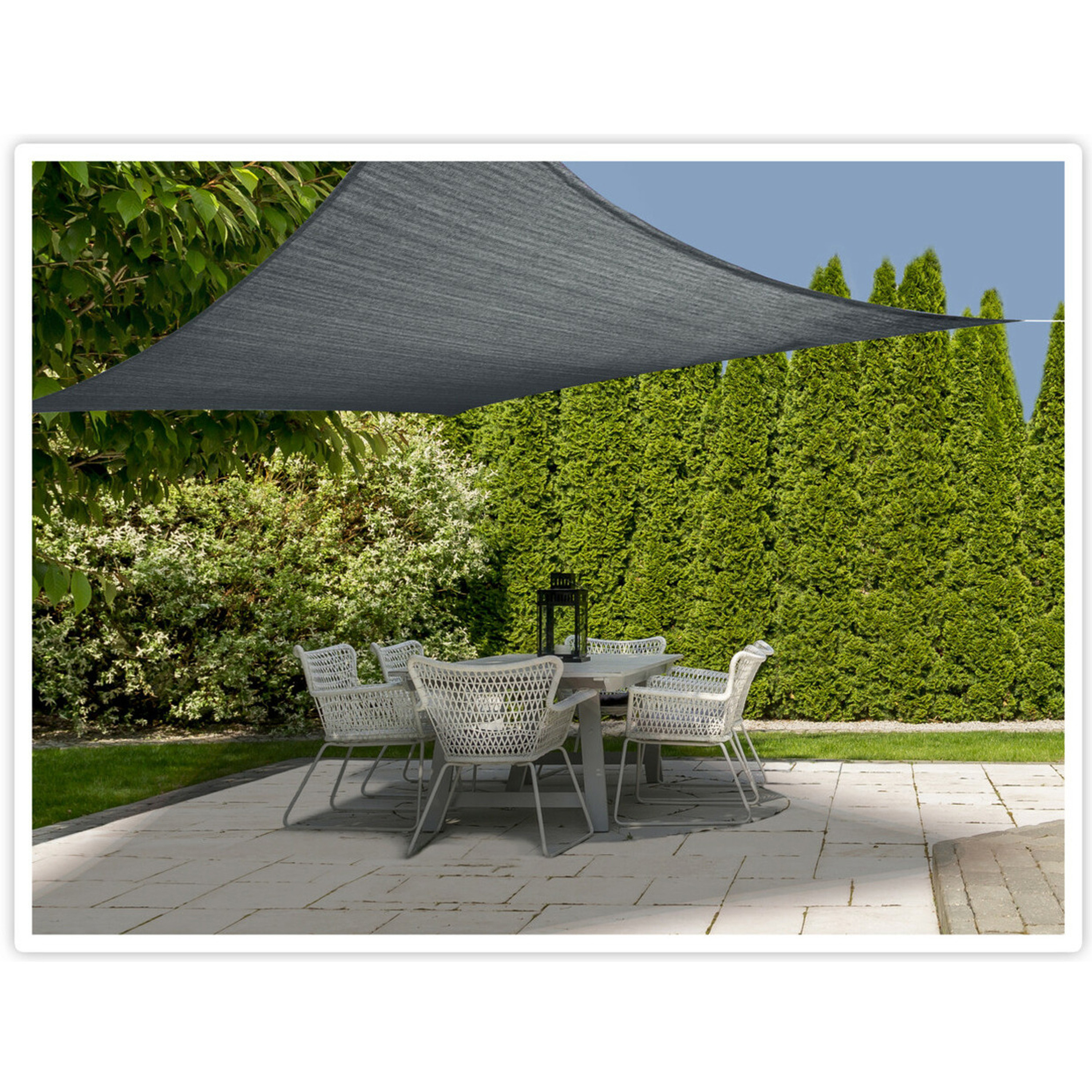 Schaduwdoek/zonnescherm vierkant antraciet 3 x 3 meter inclusief ophangaccessoires -