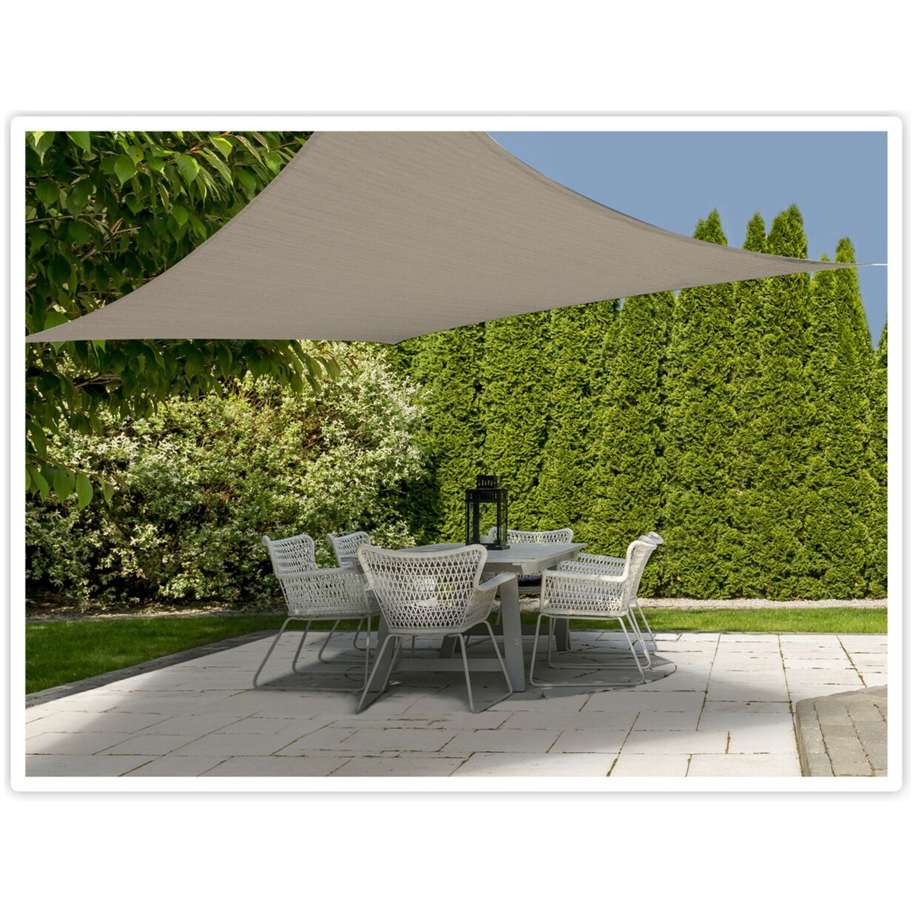 Schaduwdoek/zonnescherm vierkant zandkleurig 3 x 3 meter inclusief ophangaccessoires -