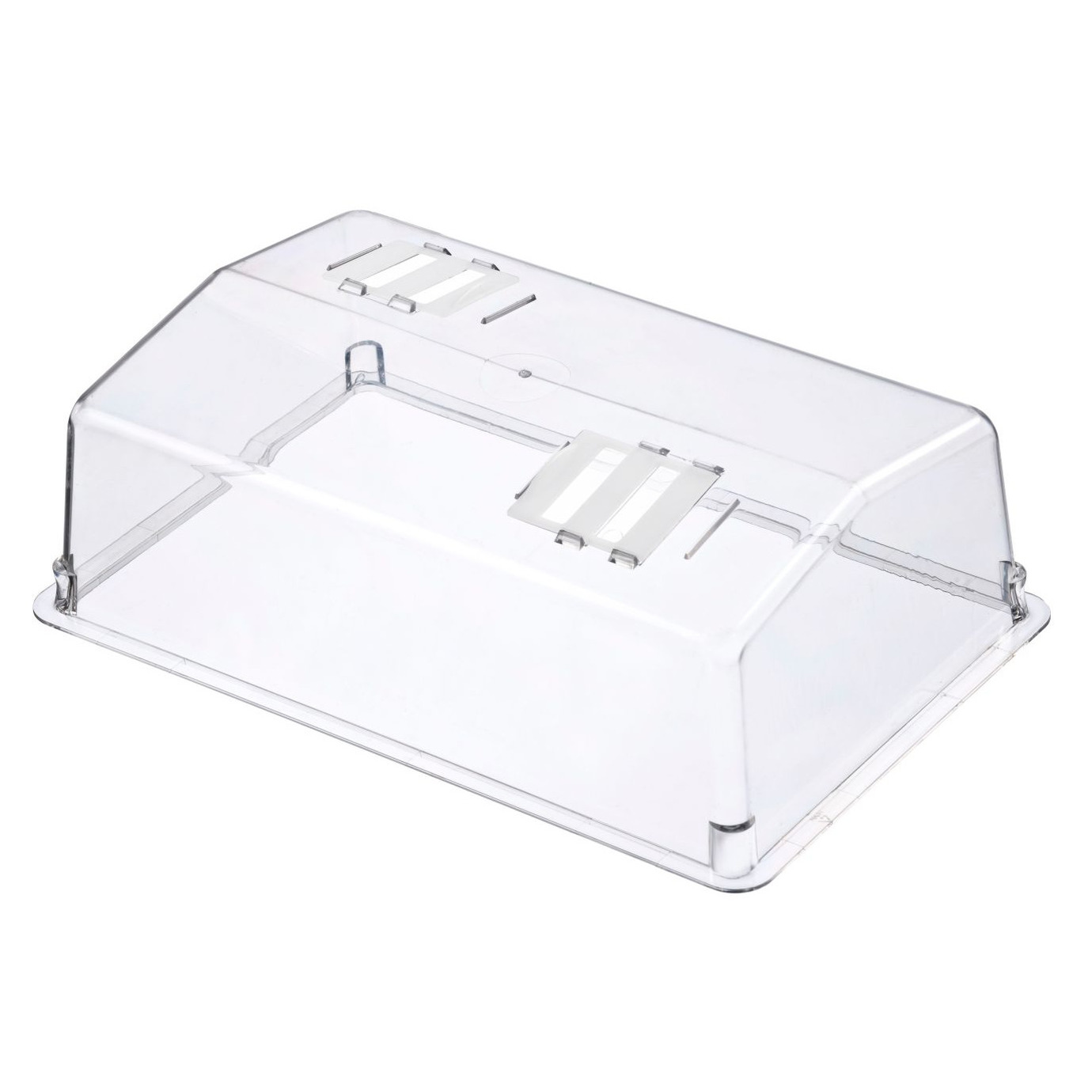 Transparante kweekbakdeksel met twee regelbare ventilatieopeningen 55 x 31 x 15 cm -
