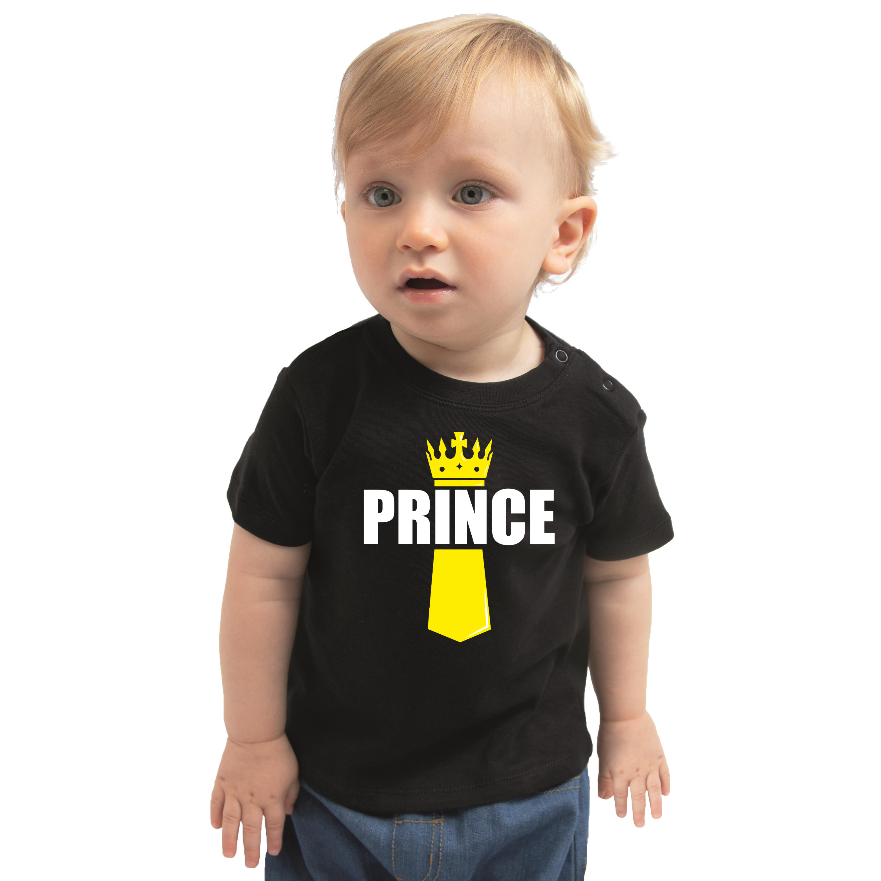 Koningsdag t-shirt Prince met kroontje zwart voor babys 62 (1-3 maanden) -
