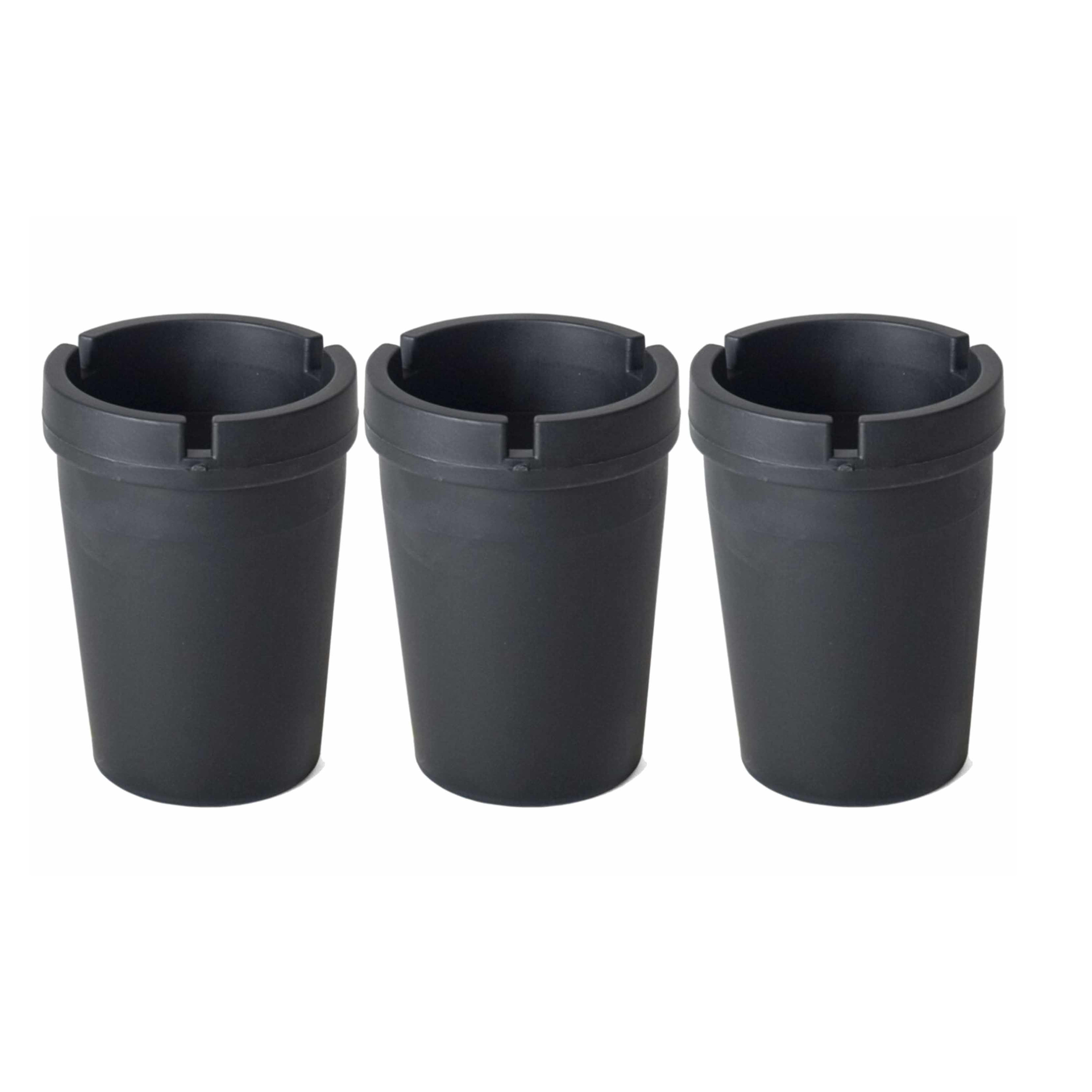 3x Auto asbakken zwart 11 x 8 cm -