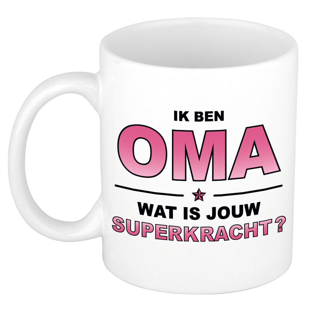 Ik ben oma wat is jouw superkracht kado mok / beker voor Moederdag / verjaardag -