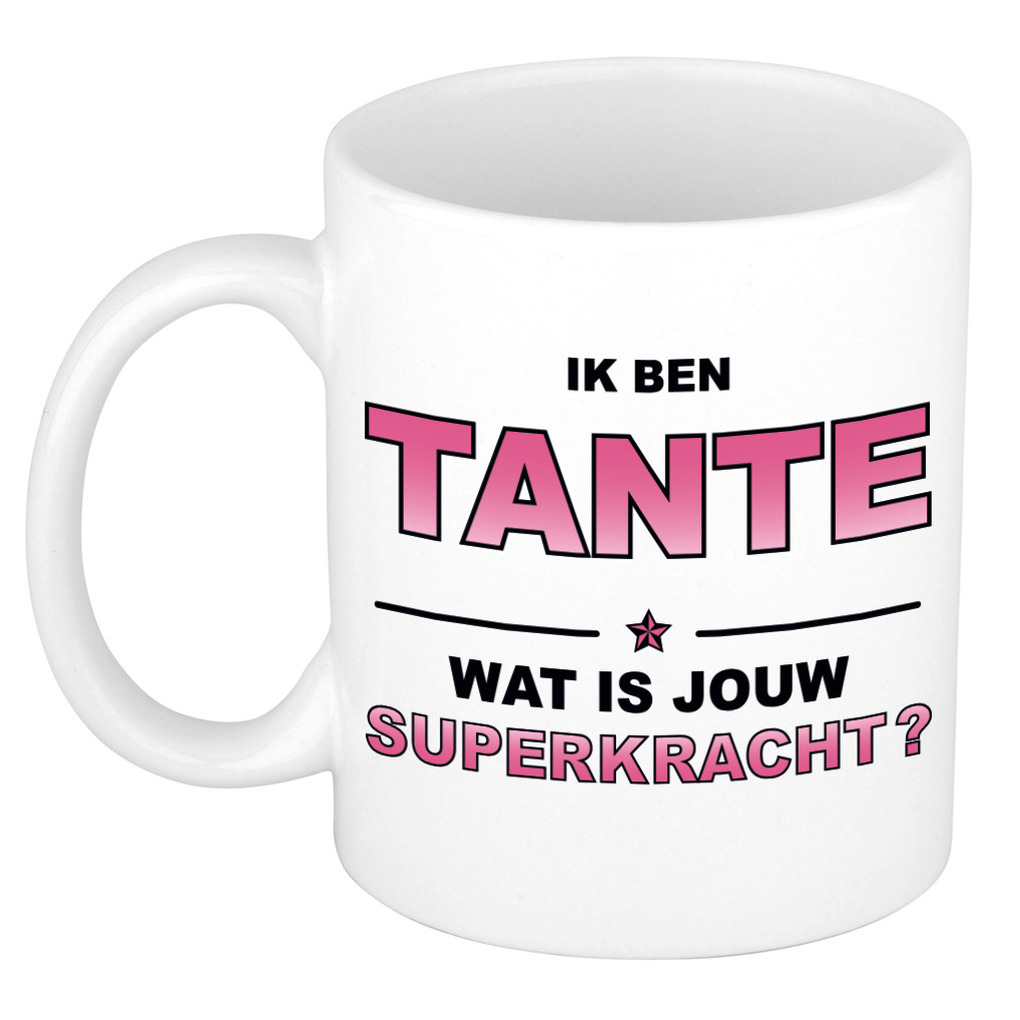 Ik ben tante wat is jouw superkracht kado mok / beker / verjaardag -