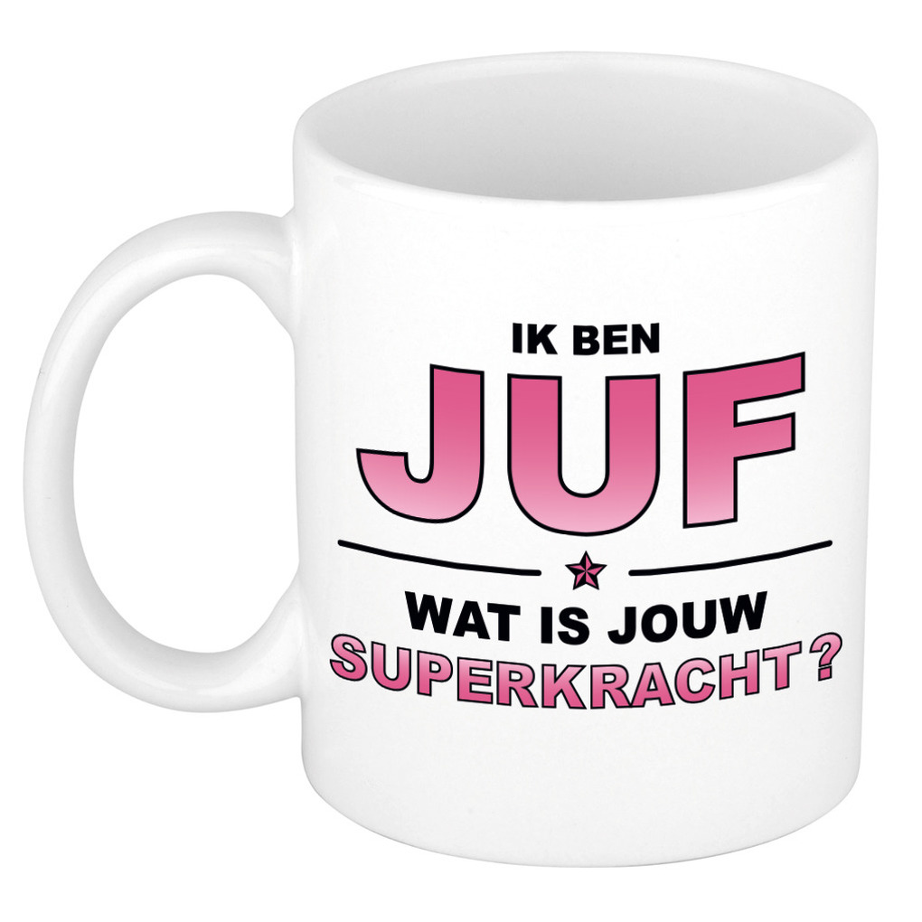Ik ben juf wat is jouw superkracht kado mok / beker / verjaardag -