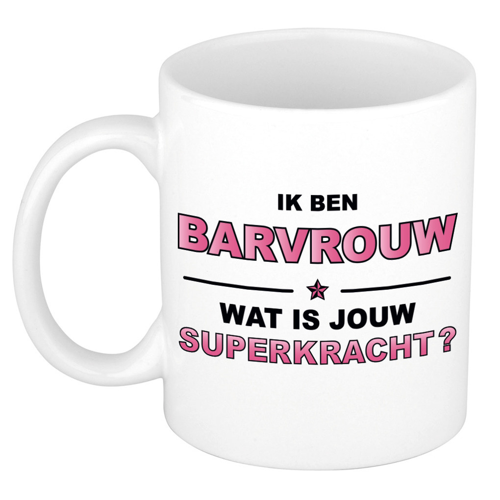 Ik ben barvrouw wat is jouw superkracht kado mok / beker / verjaardag -