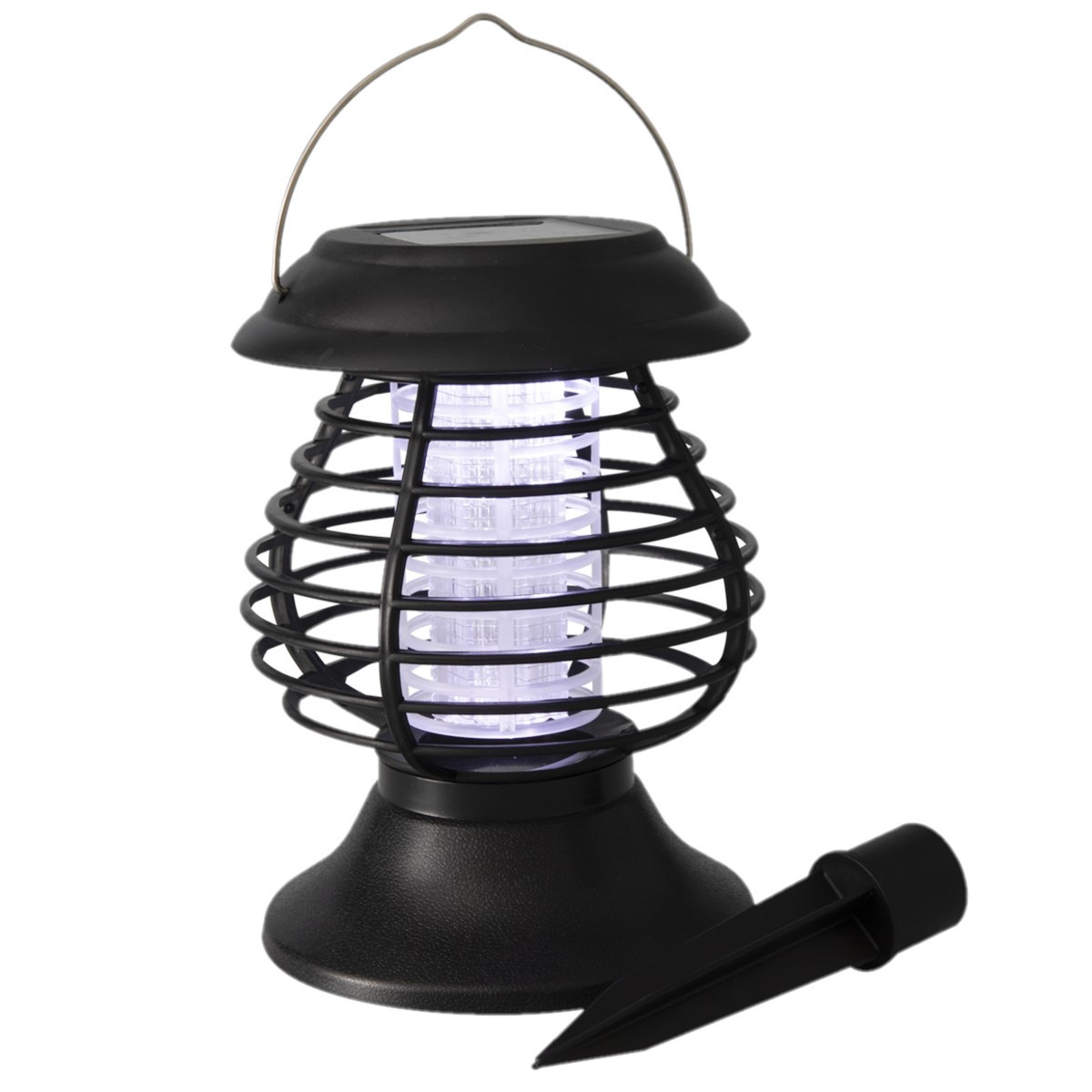 Solar tuinlamp/prikspot anti-muggenlamp op zonne-energie 22 cm -