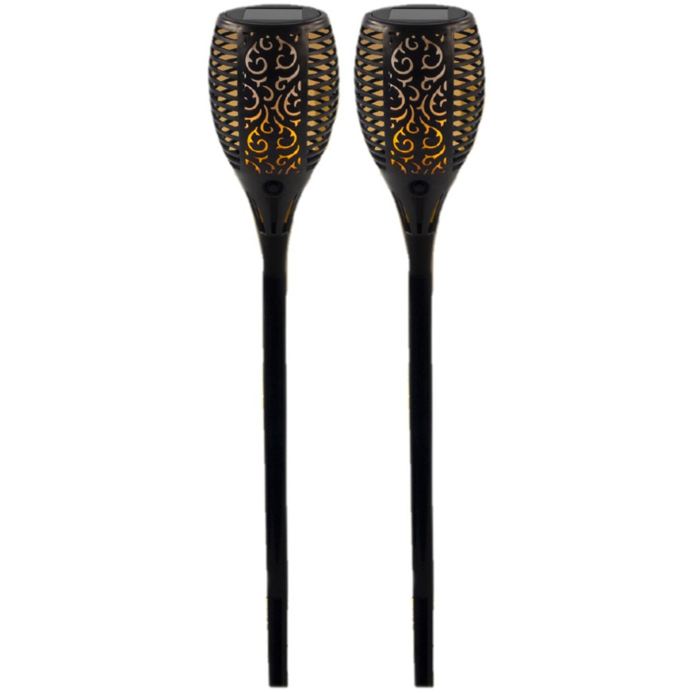 Set van 2x stuks solar tuinlampen/fakkels met vlameffect op zonne-energie 78 cm -