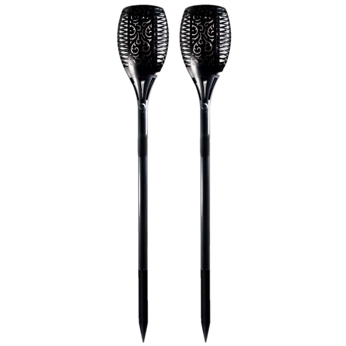Set van 2x stuks solar tuinlampen/fakkels met vlameffect op zonne-energie 58 cm -