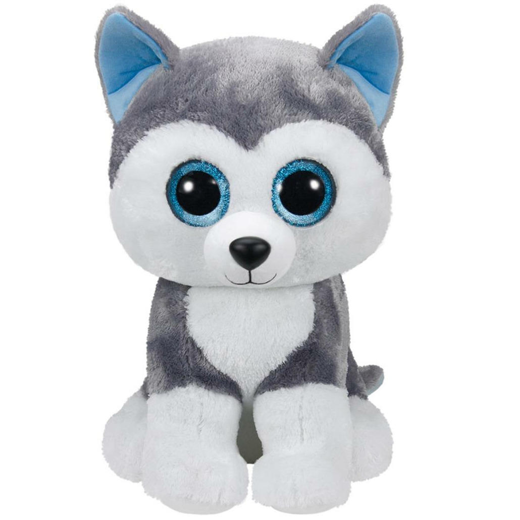 TY Husky hond Beanie - pluche knuffels - grijs/wit - 42 cm - knuffeldieren -
