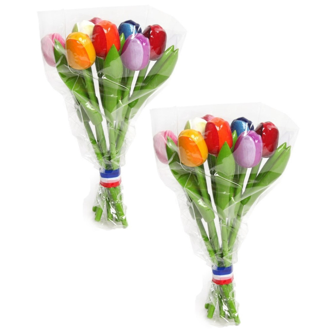 2x stuks houten tulpen decoratie boeket 20 cm -