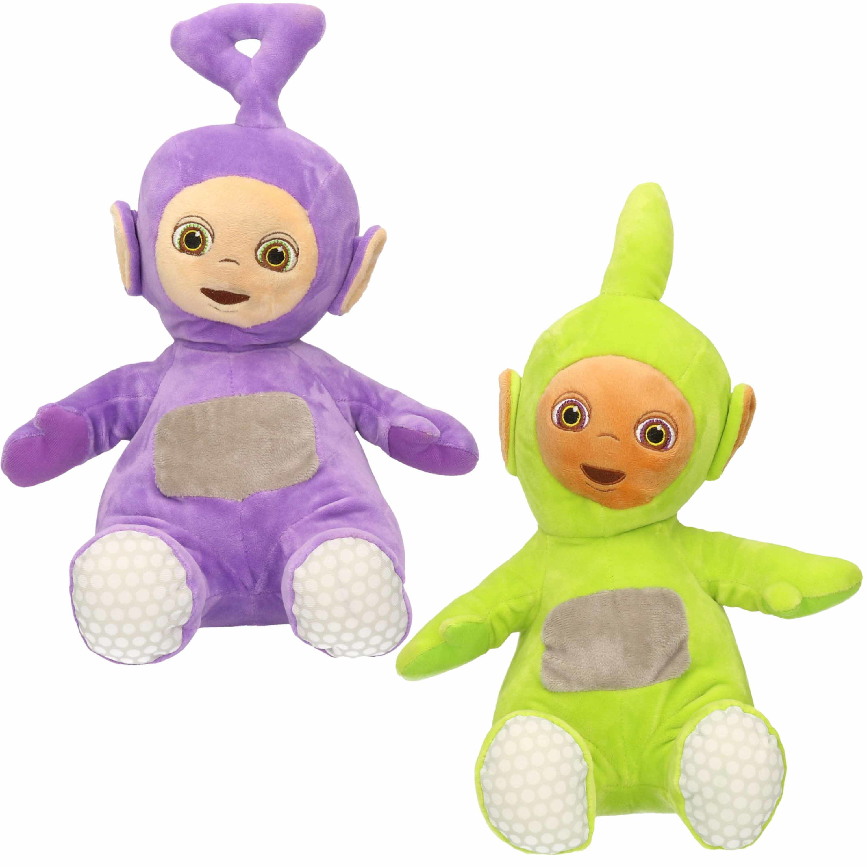 Set van 2x pluche Teletubbies speelgoed knuffels Tinky Winky en Dipsy 34 cm -