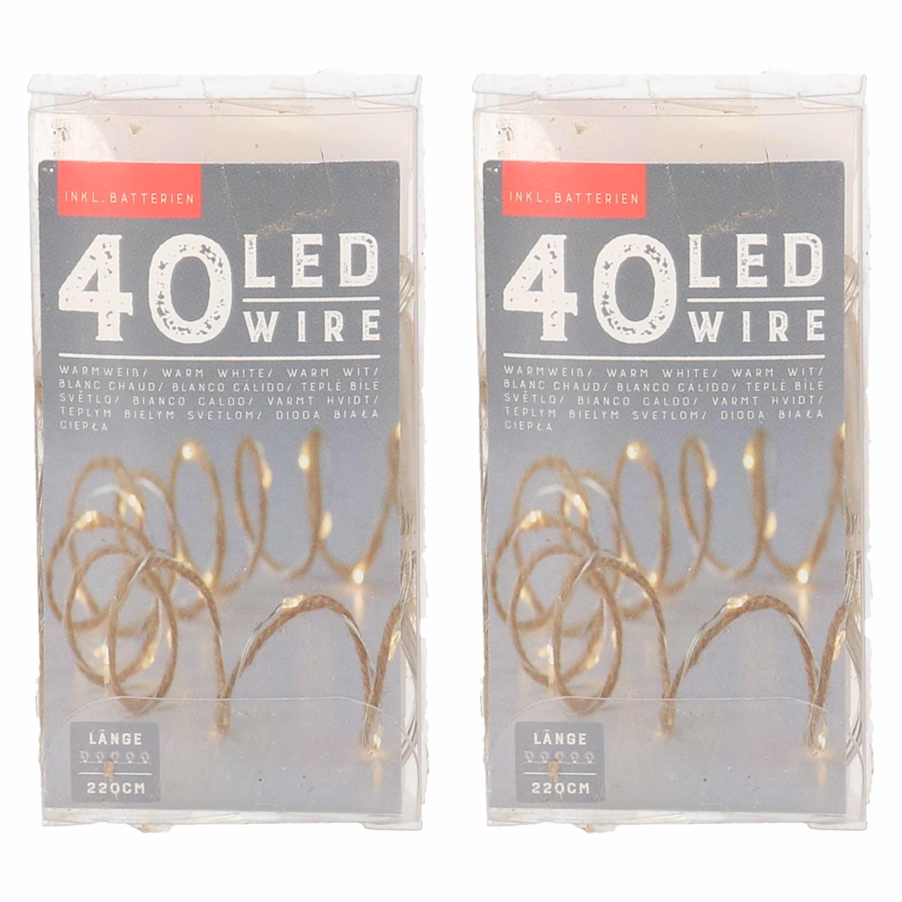 Set van 3x stuks touwverlichting jute op batterijen met 40 lampjes warm wit 220 cm -