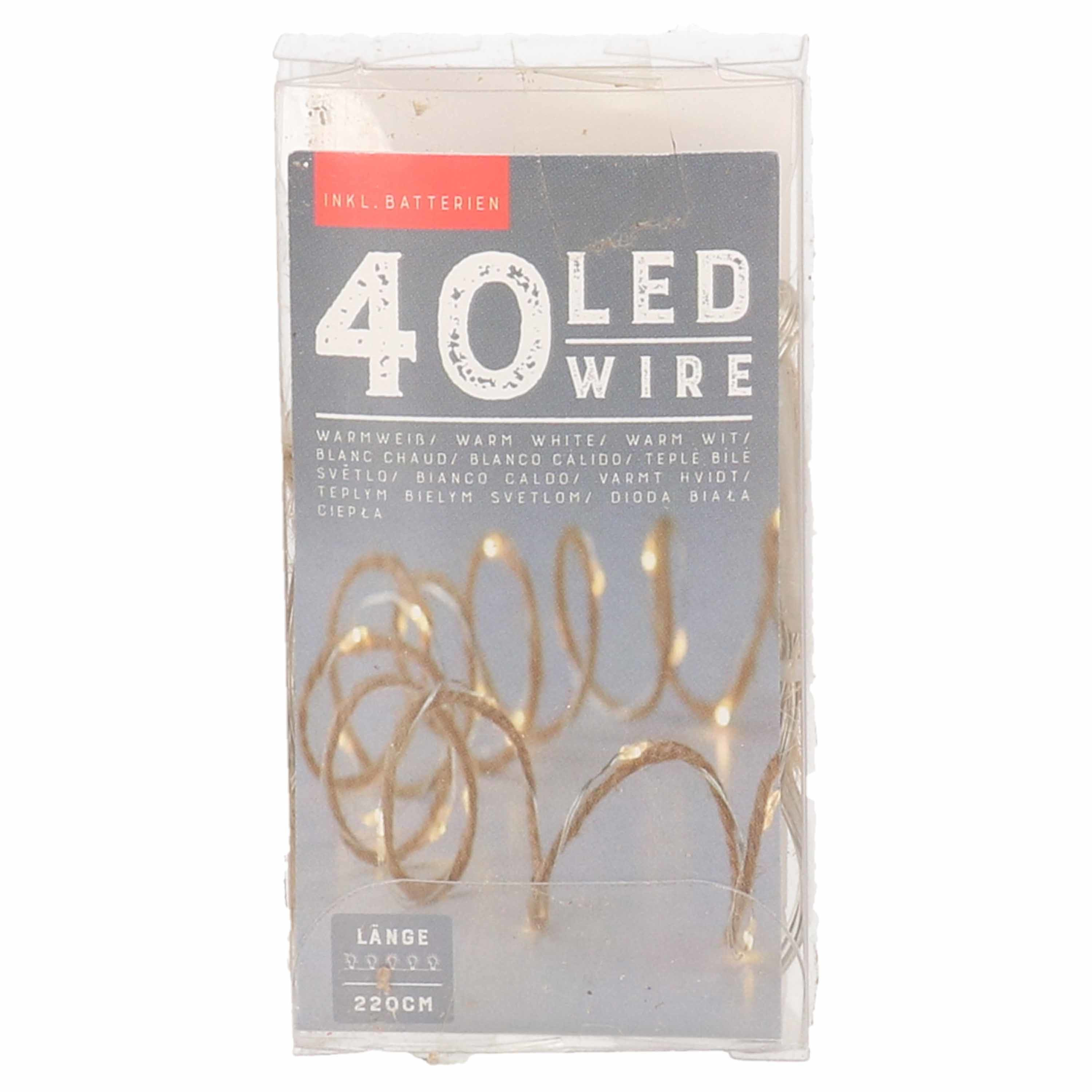 Touwverlichting jute op batterijen met 40 lampjes warm wit 220 cm -