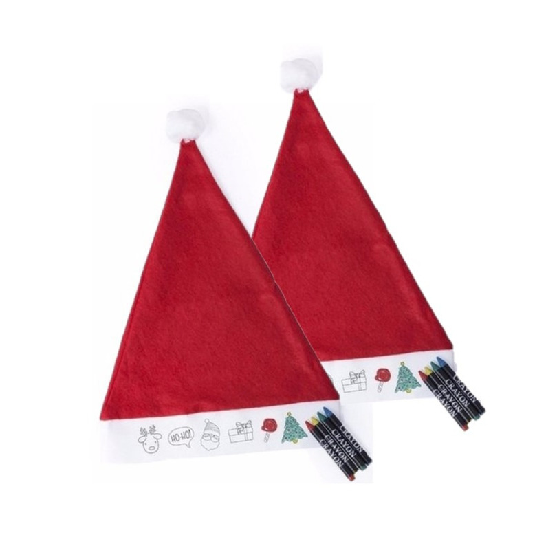 8x stuks inkleurbare kerstmuts voor kinderen -