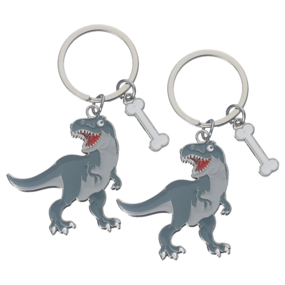 4x stuks metalen dinosaurus t-rex sleutelhanger 5 cm -