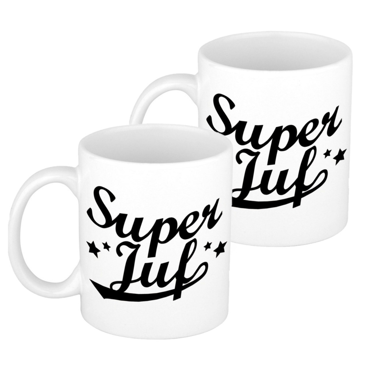 2x stuks super juf bedankt mok / beker 300 ml -