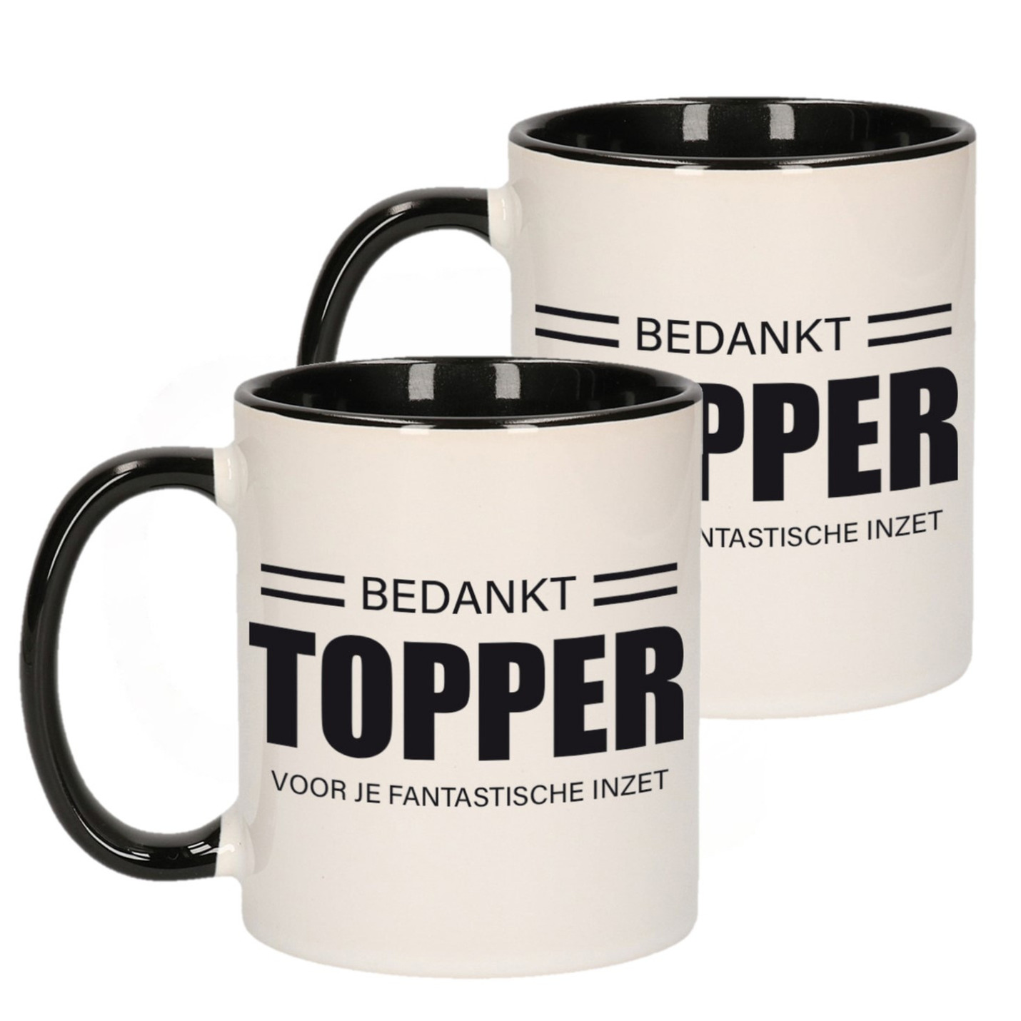 3x stuks collega cadeau mok / beker zwart bedankt topper voor je fantastische inzet afscheid/pensioe -