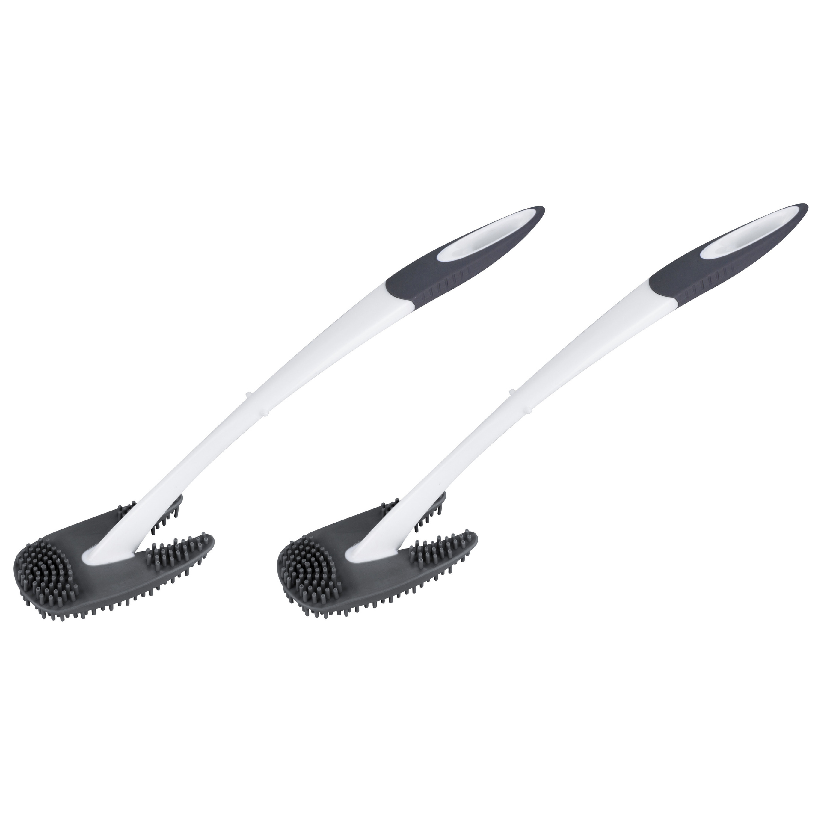 Set van 2x stuks hygienische wc-borstels/toiletborstels grijs/wit 40 cm van rubber/silicone -