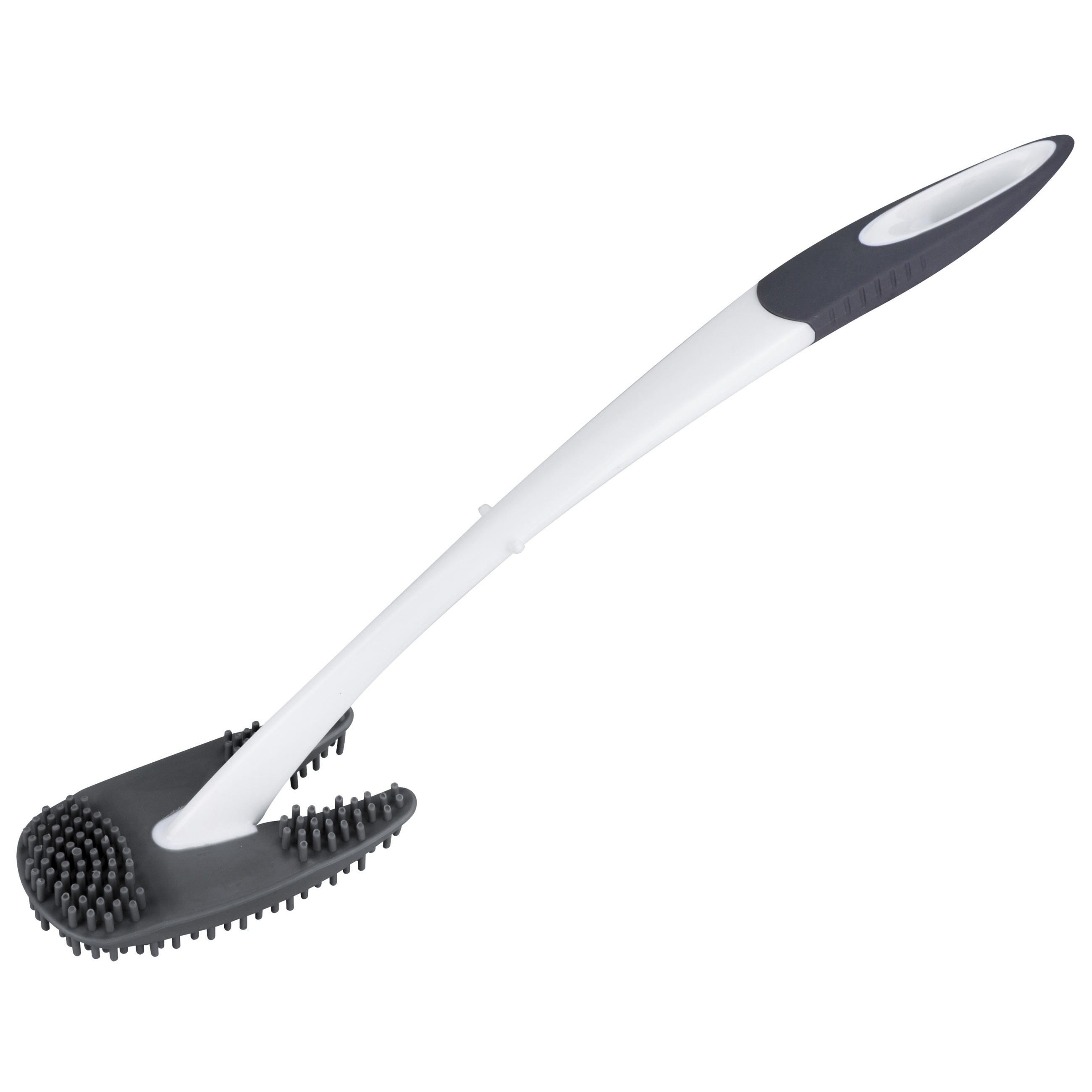 Hygienische wc-borstel/toiletborstel - grijs/wit - 40 cm - rubber/silicone -