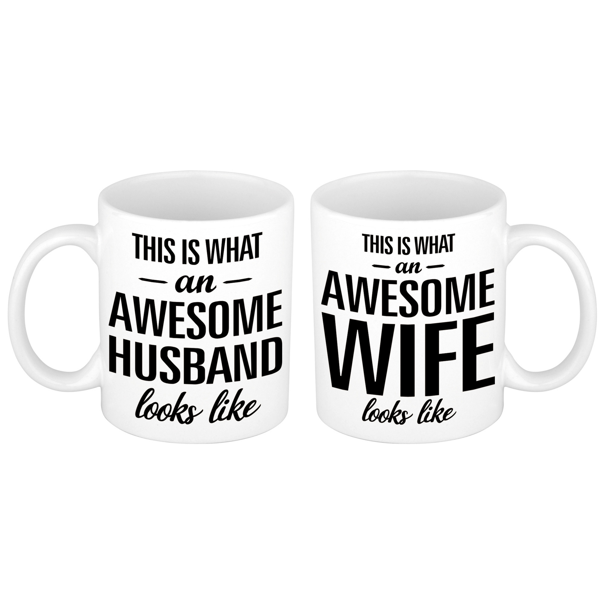 Awesome husband and wife cadeau mok / beker wit -