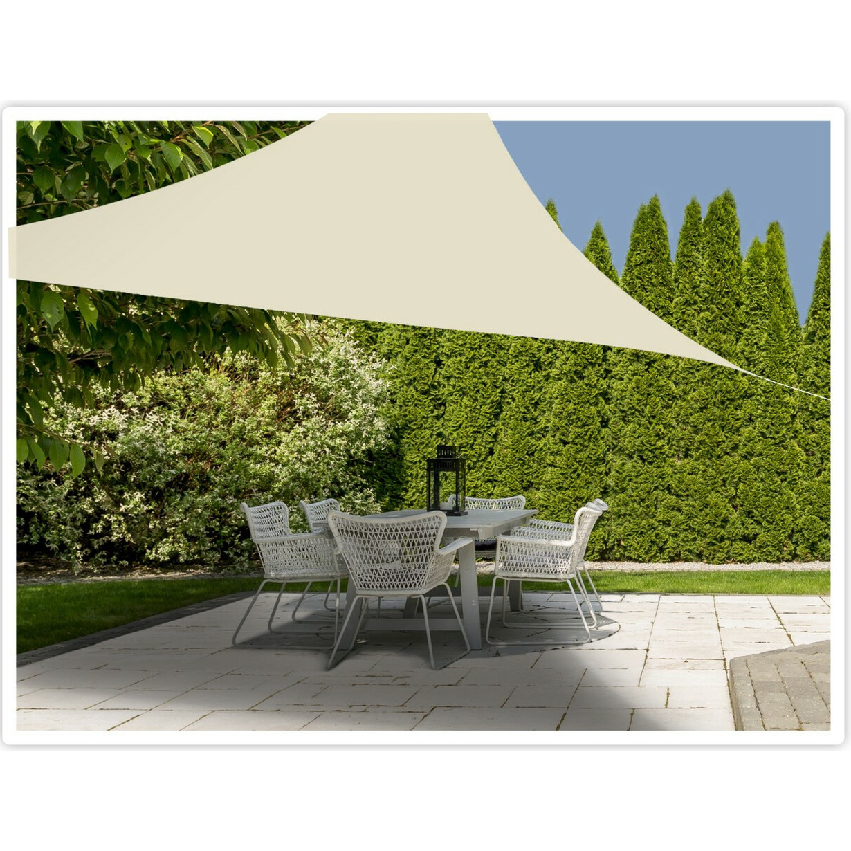Schaduwdoek/zonnescherm - polyester - gebroken wit - 3 x 3 x 3 meter -