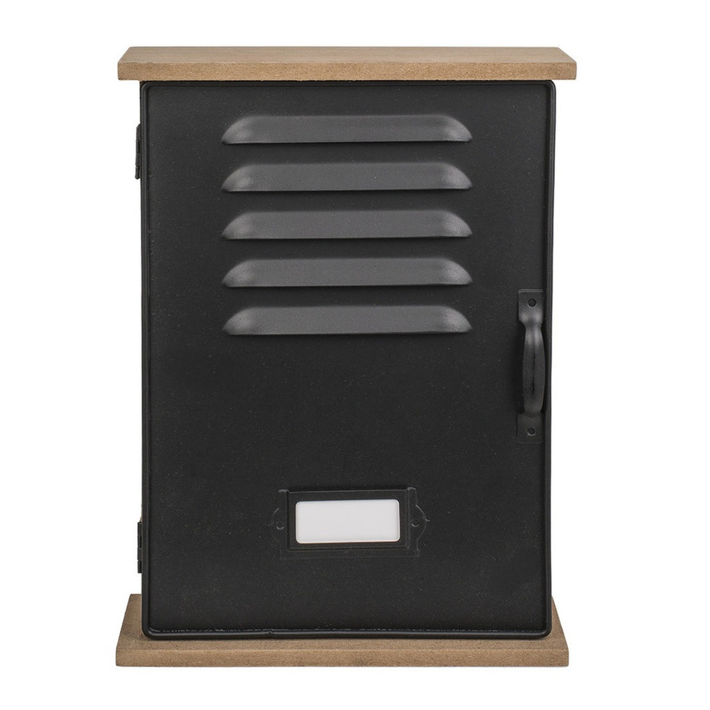Locker sleutelkastje zwart van hout/metaal 20 x 27.5 cm -
