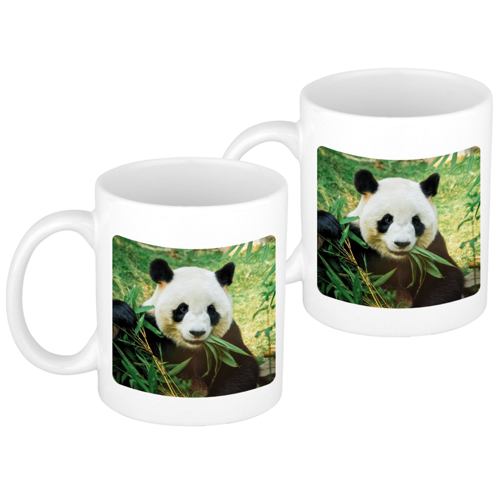 2x stuks panda mok / beker wit 300 ml -
